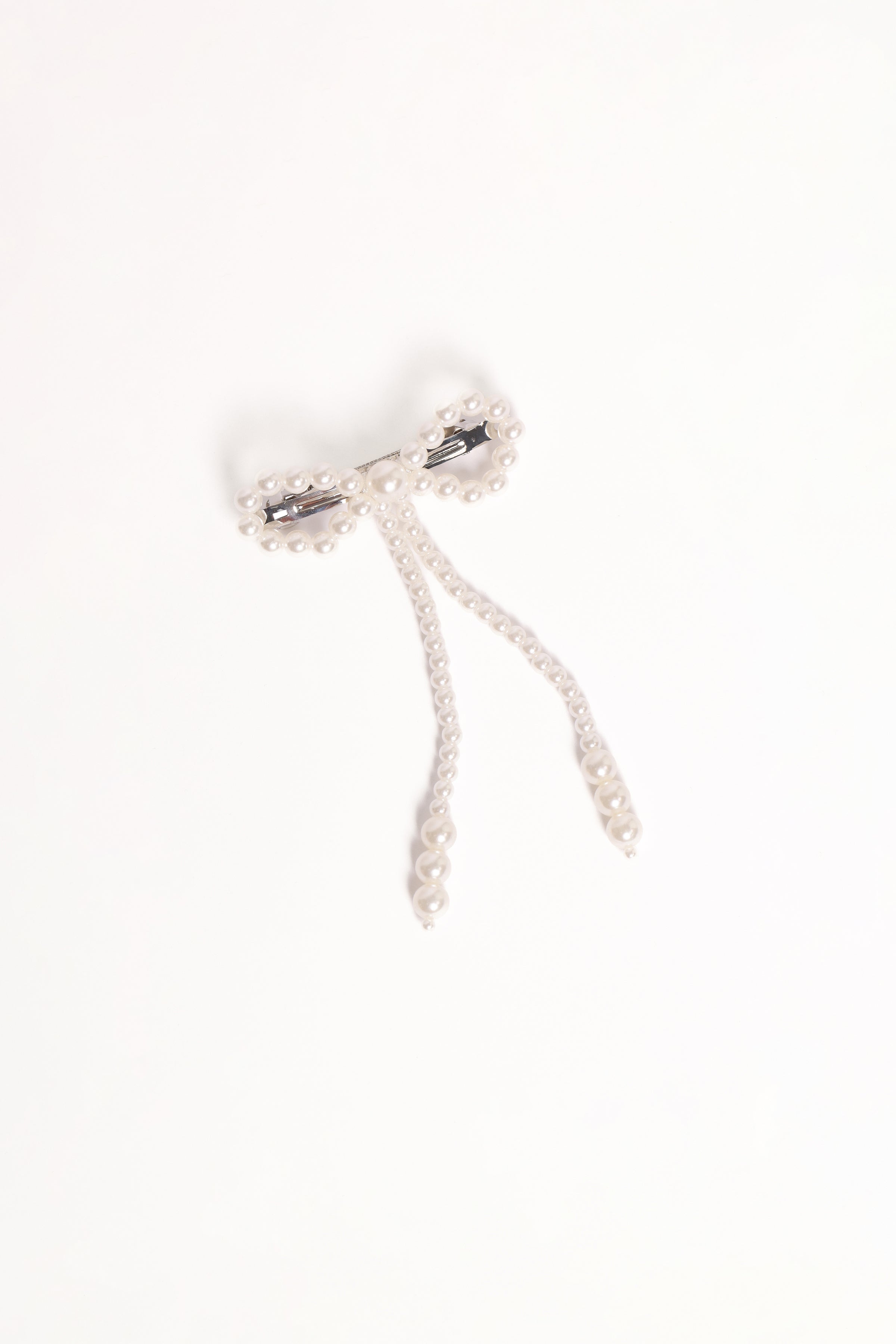 Marcella Hair Bow Clip - Pearl