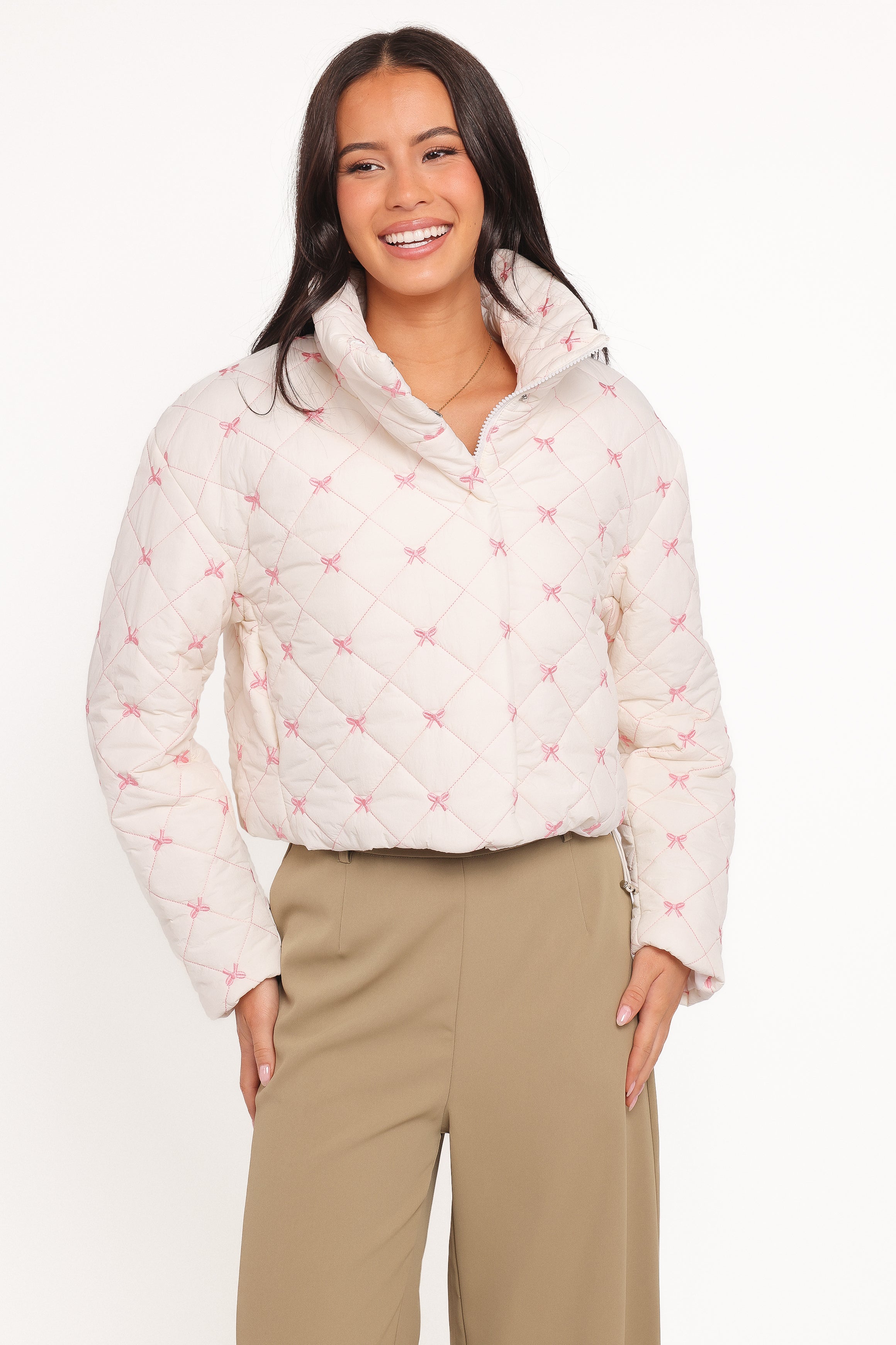 Adi Quilted Jacket - Pink Bow