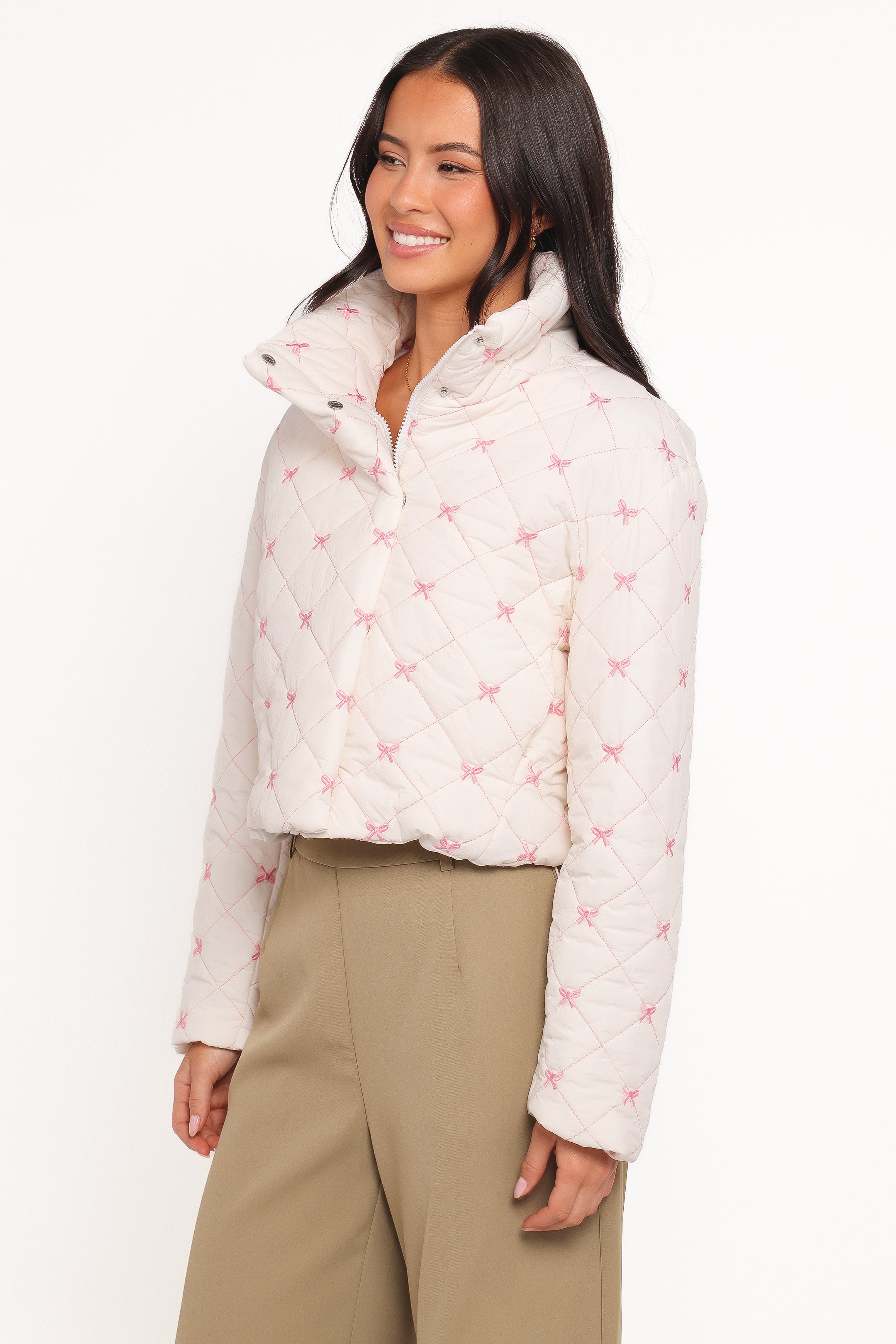 Adi Quilted Jacket - Pink Bow