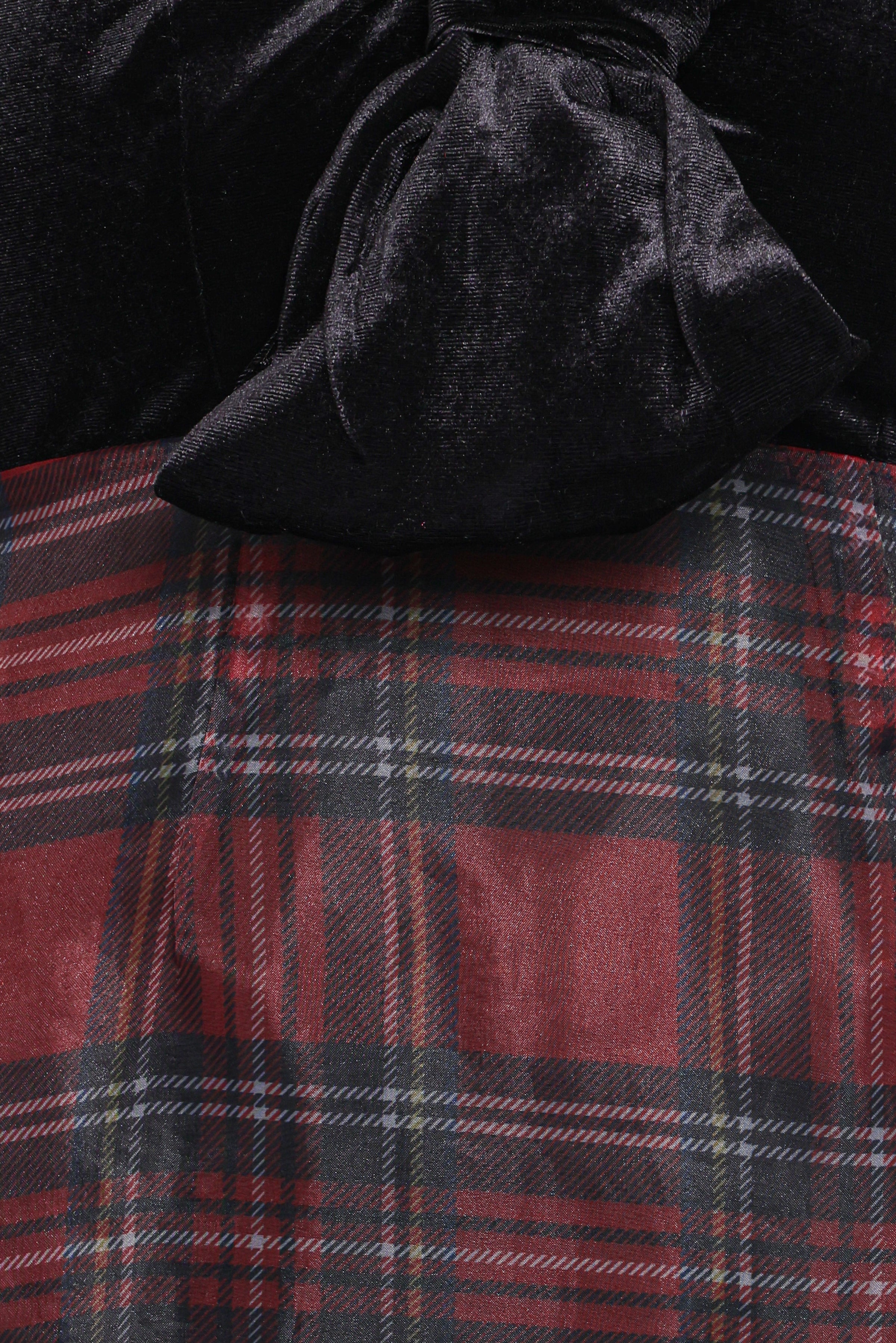 Amelie Bow Front One Shoulder Midi Dress - Red Plaid