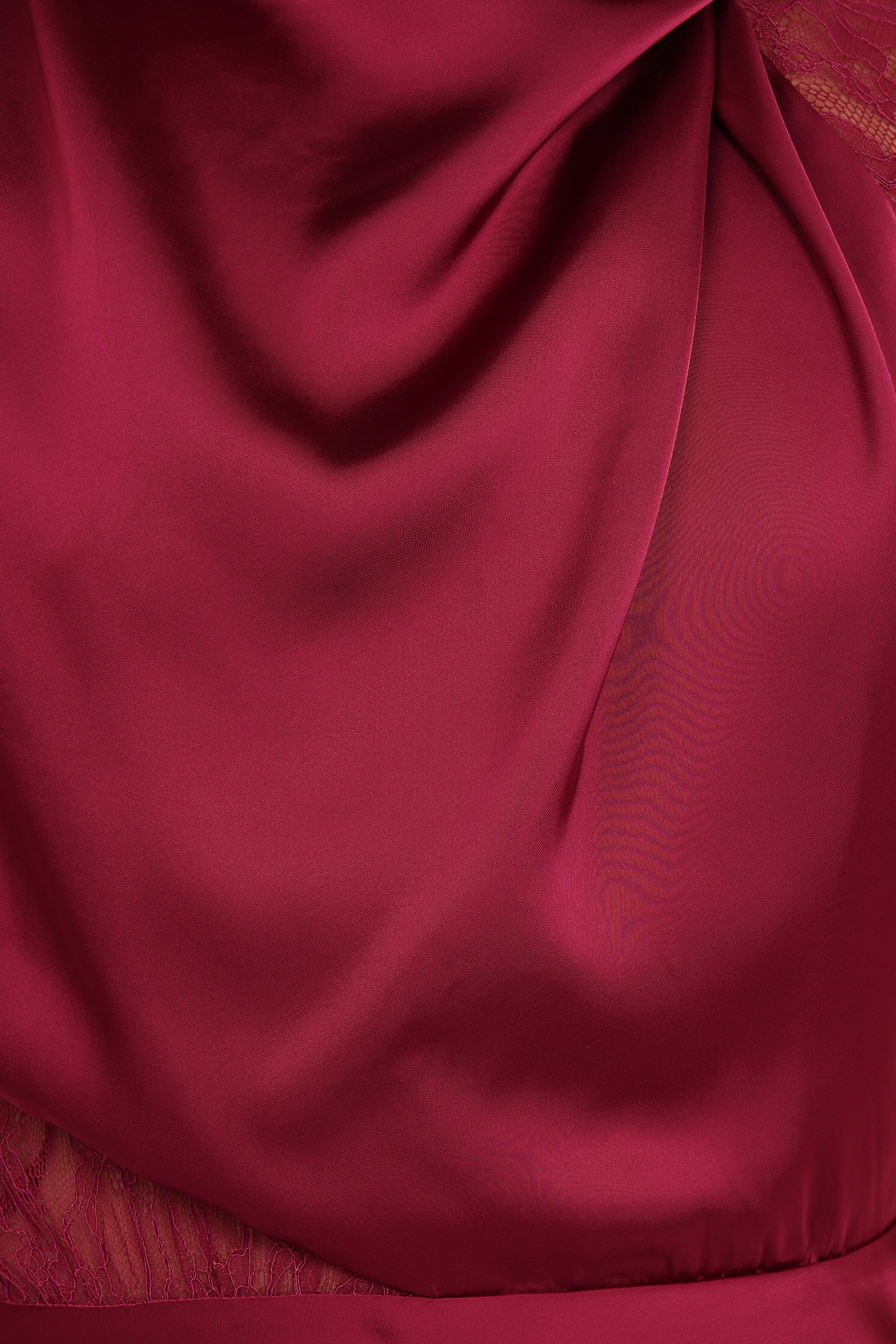 Anabelle Halter Neck Lace Maxi Dress - Berry