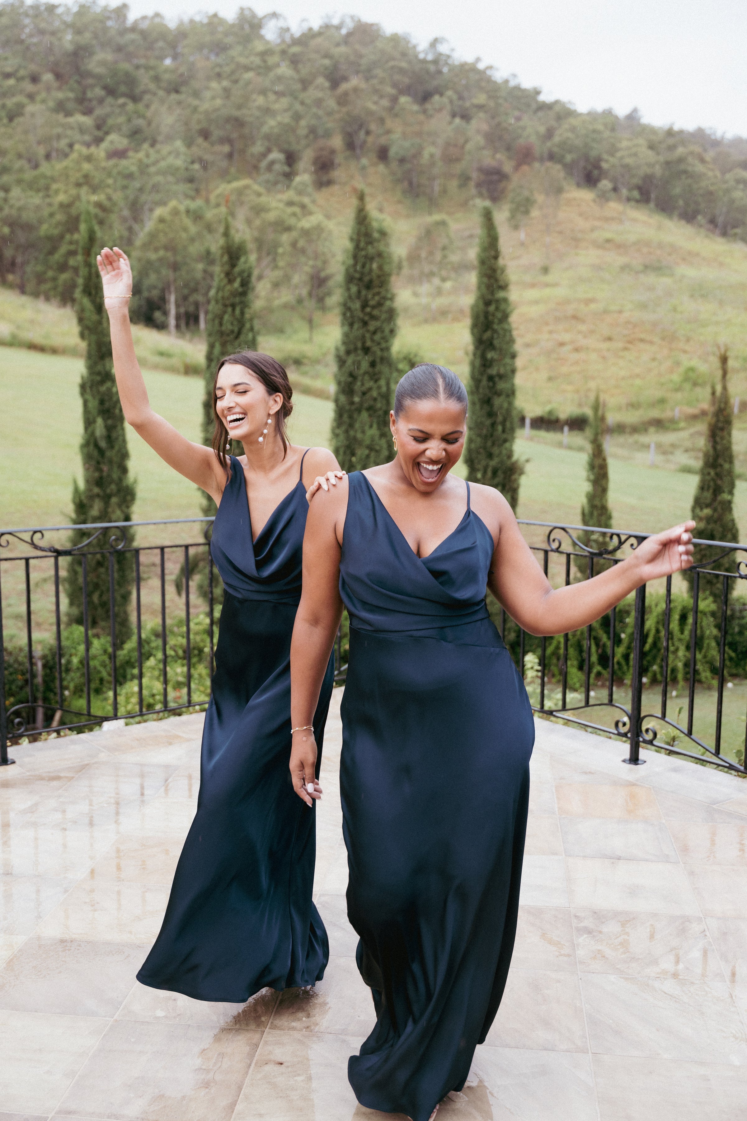 Anela Asymmetric Midi Dress - Navy