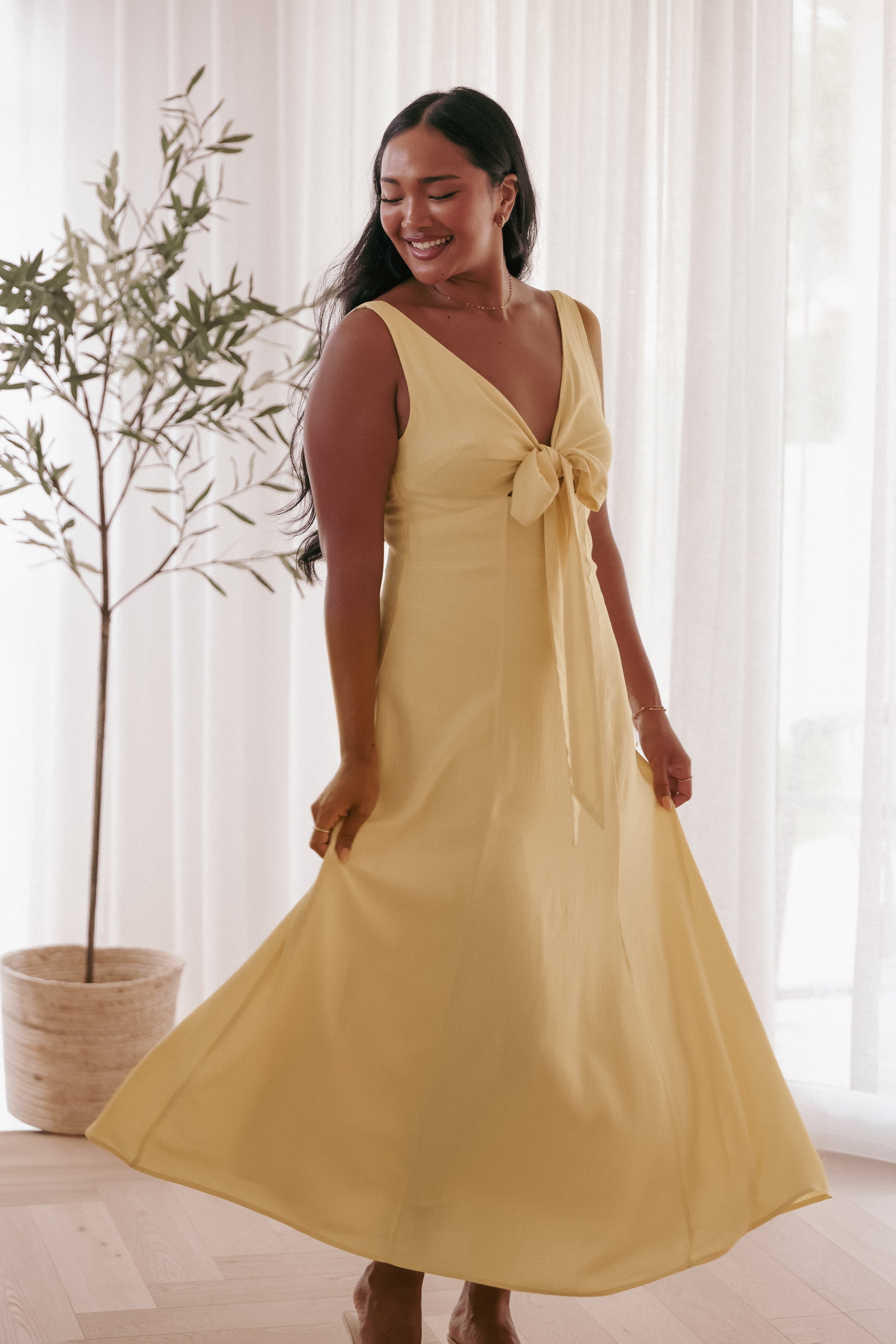 Archer Midi Dress - Butter Yellow