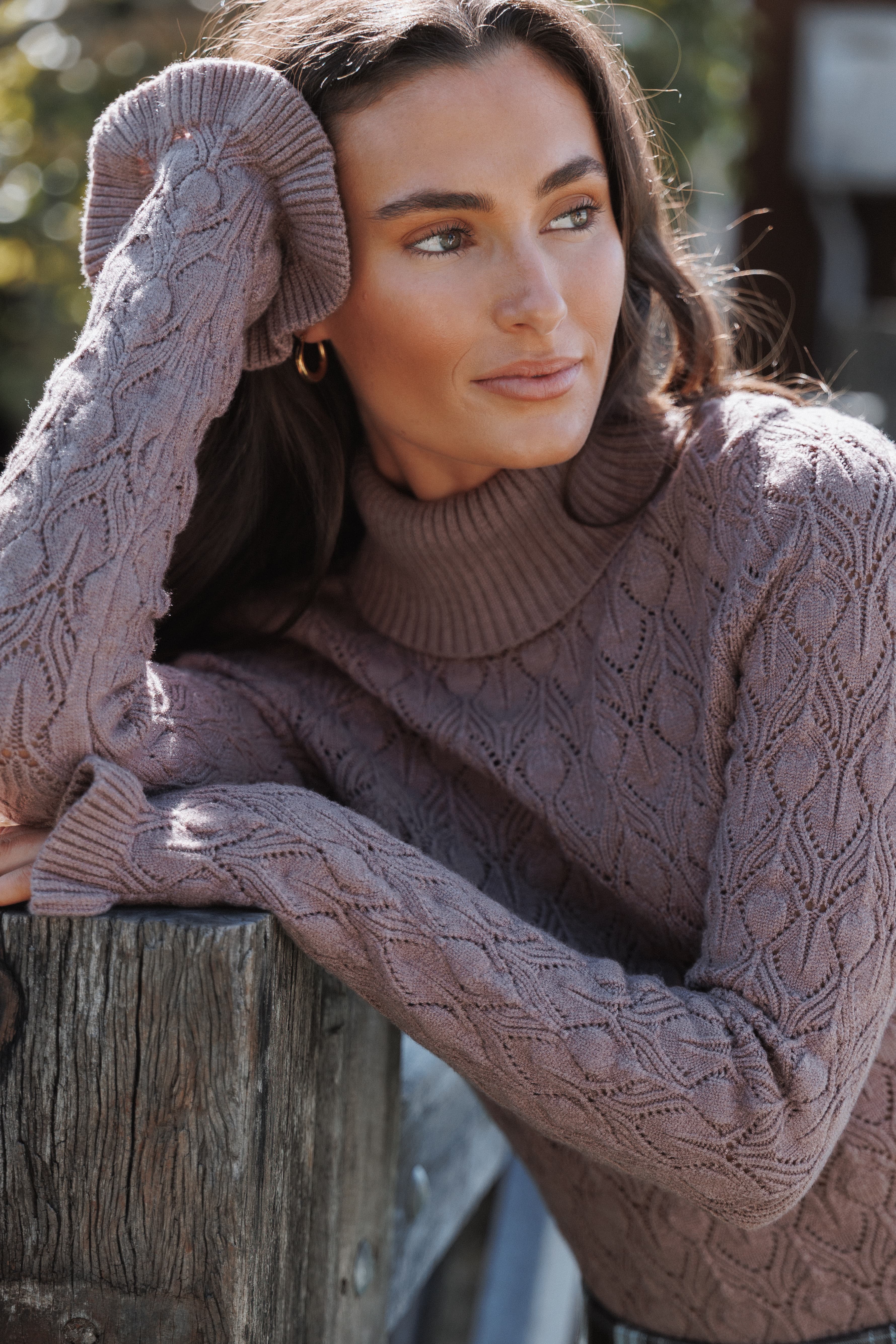 Baker Pointelle Sweater - Mauve