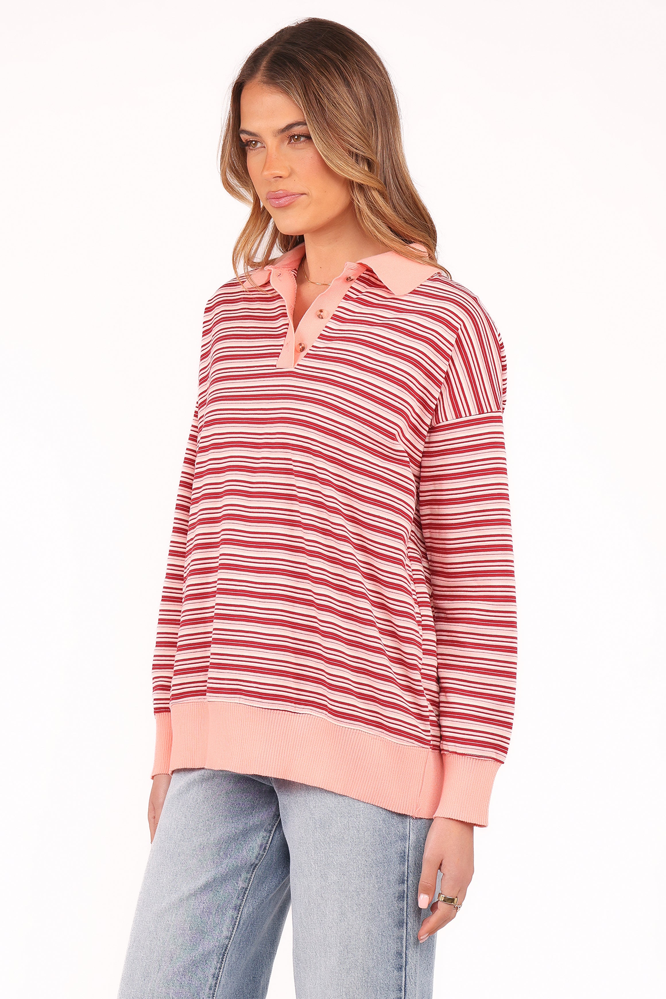 Beau Long Sleeve Jersey Top - Pink Stripe