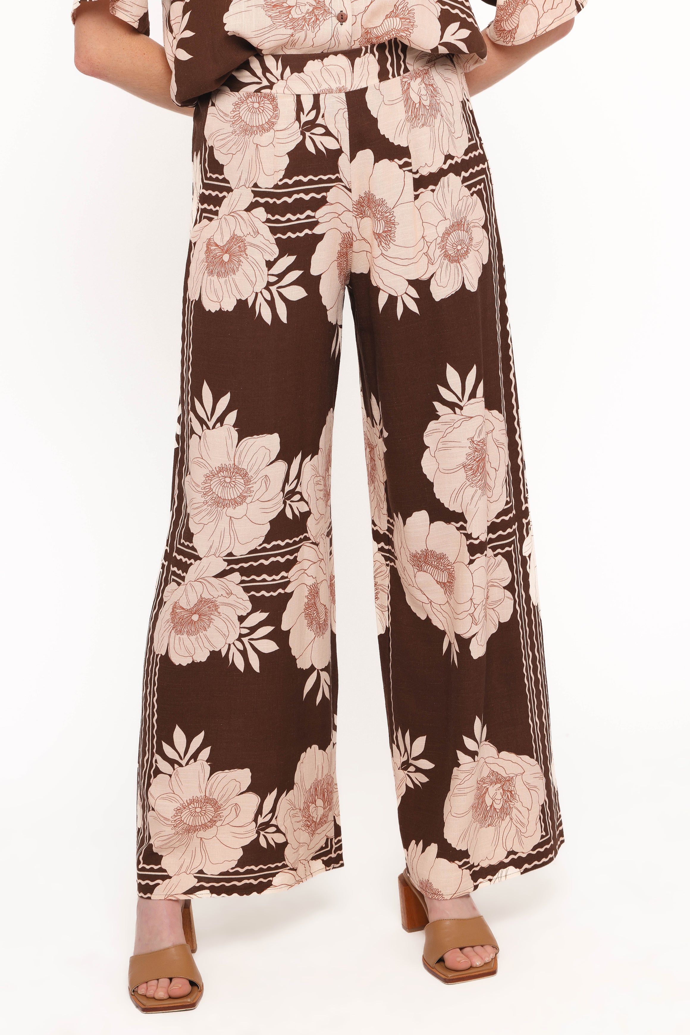 Bernadine Wide Leg Pant - Brown Floral