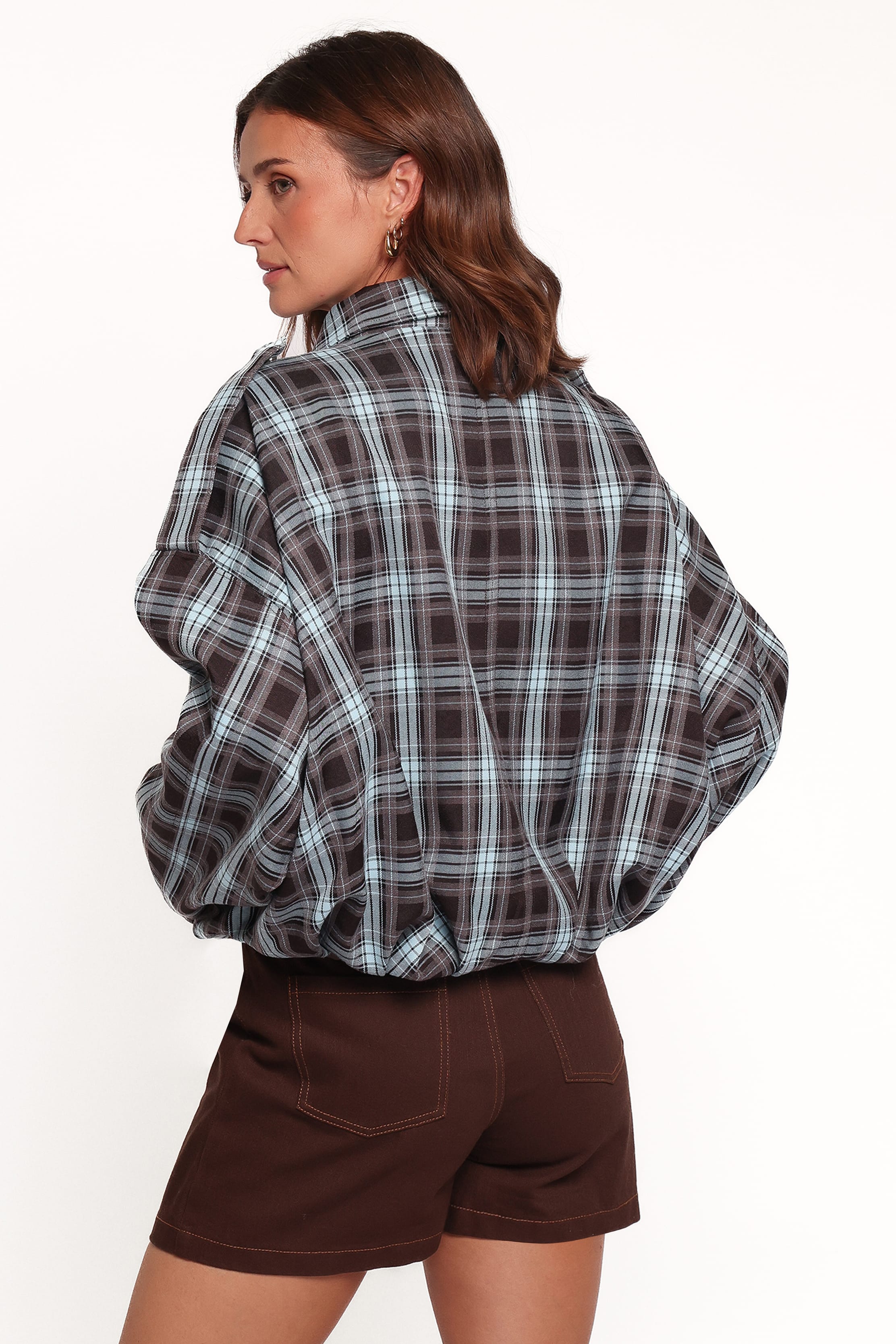 Bindy Bomber - Choc/Blue Plaid