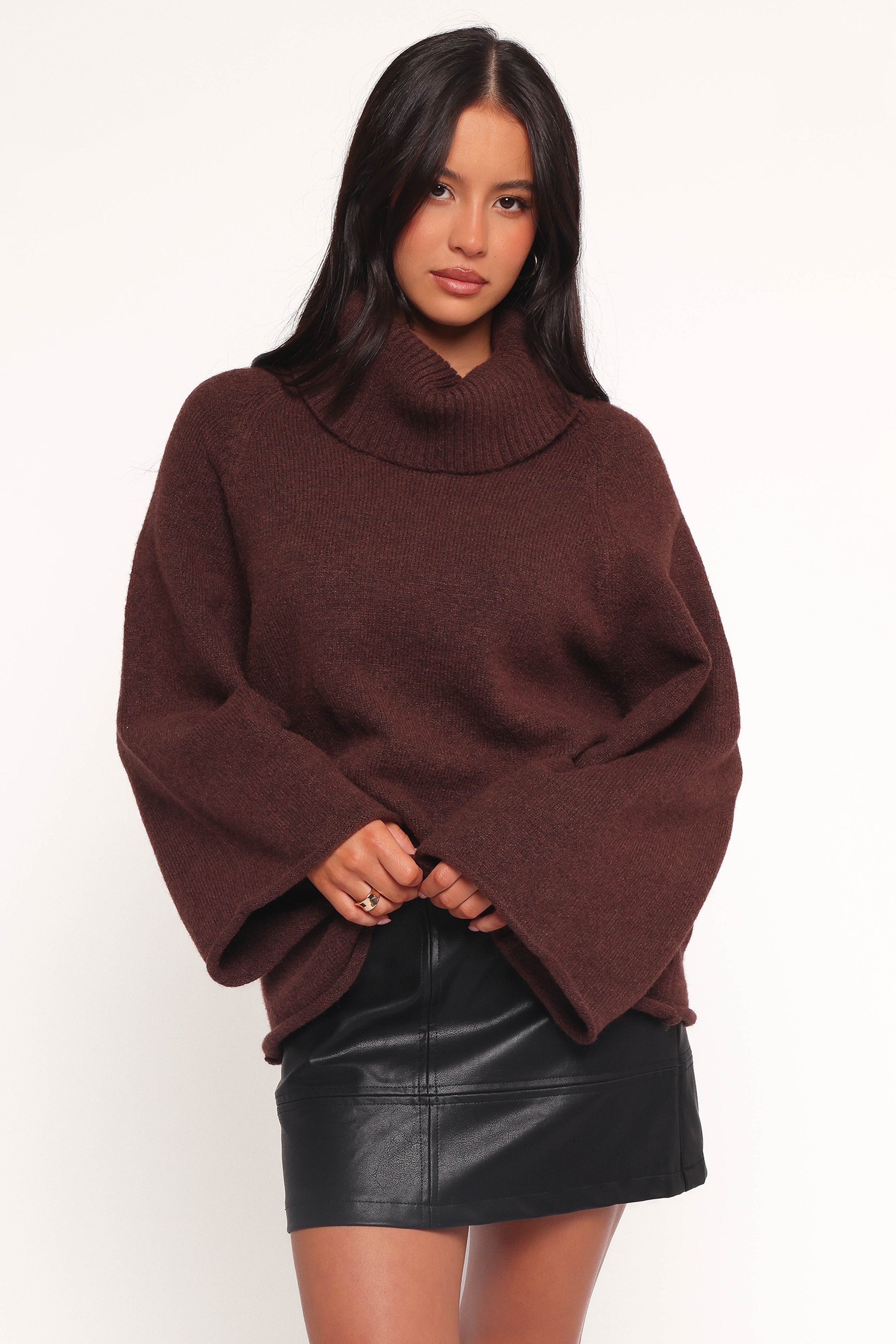 Bindy Cowlneck Knit Sweater - Brown