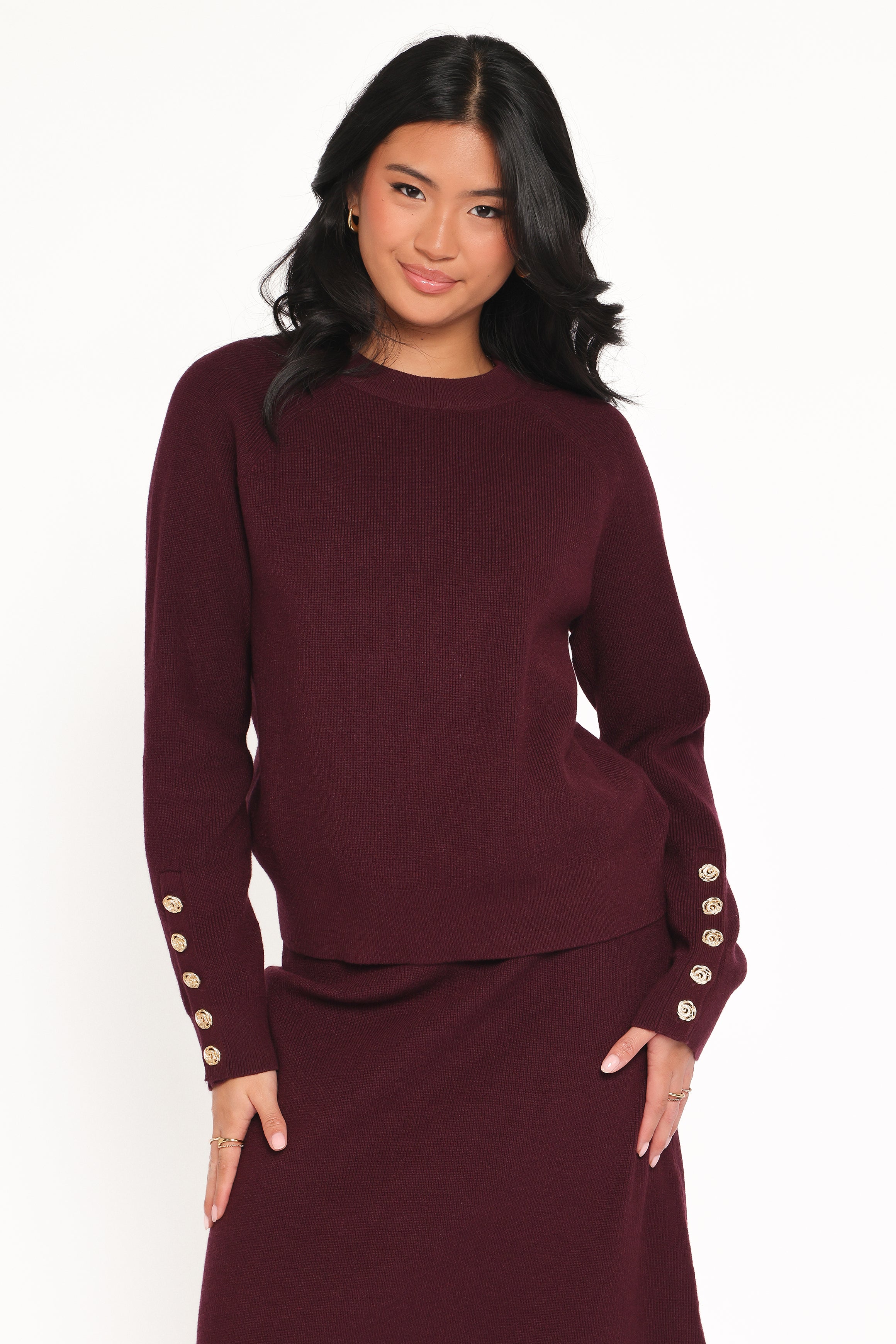 Bridget Maxi Skirt Sweater Set - Maroon