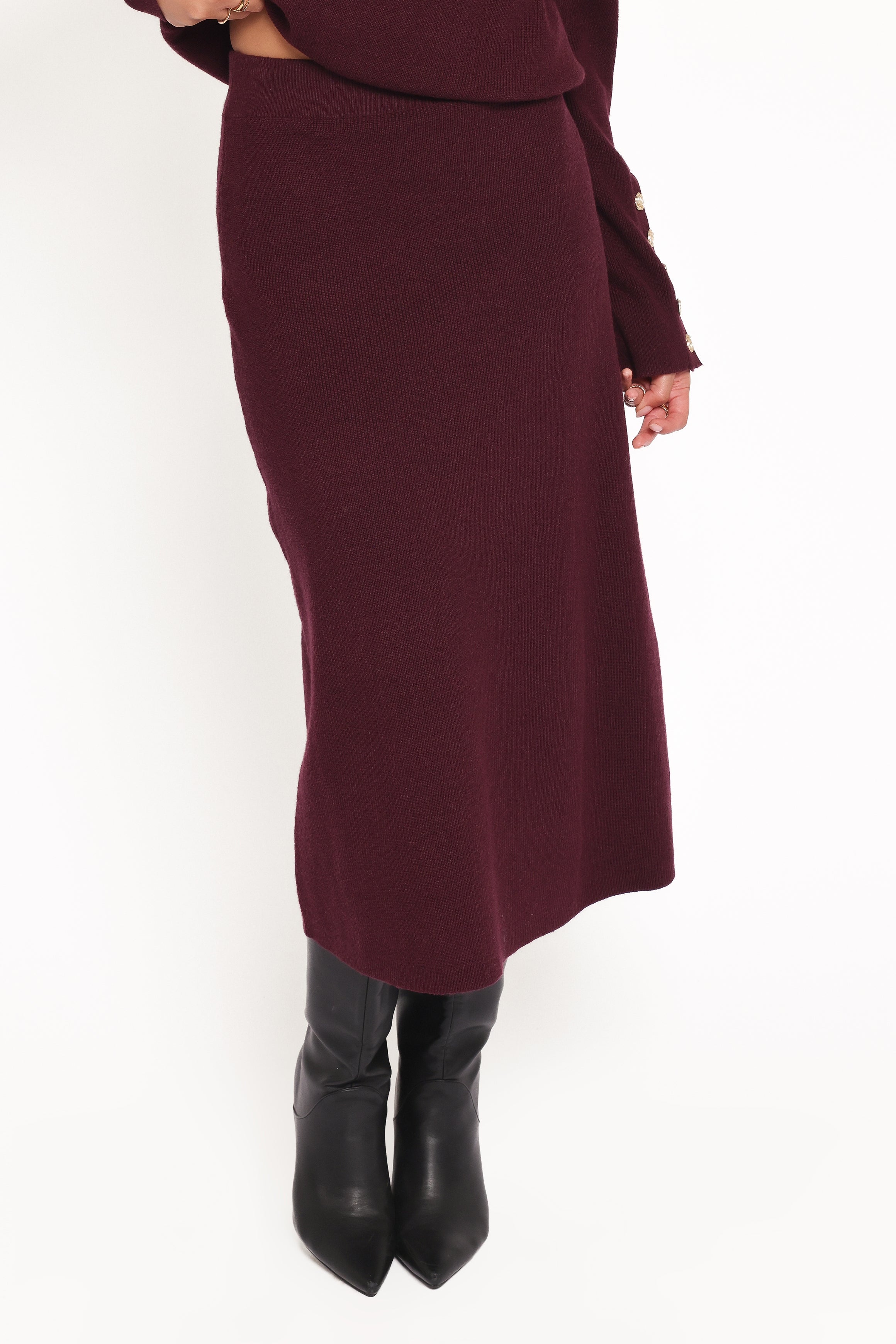 Bridget Maxi Skirt Sweater Set - Maroon