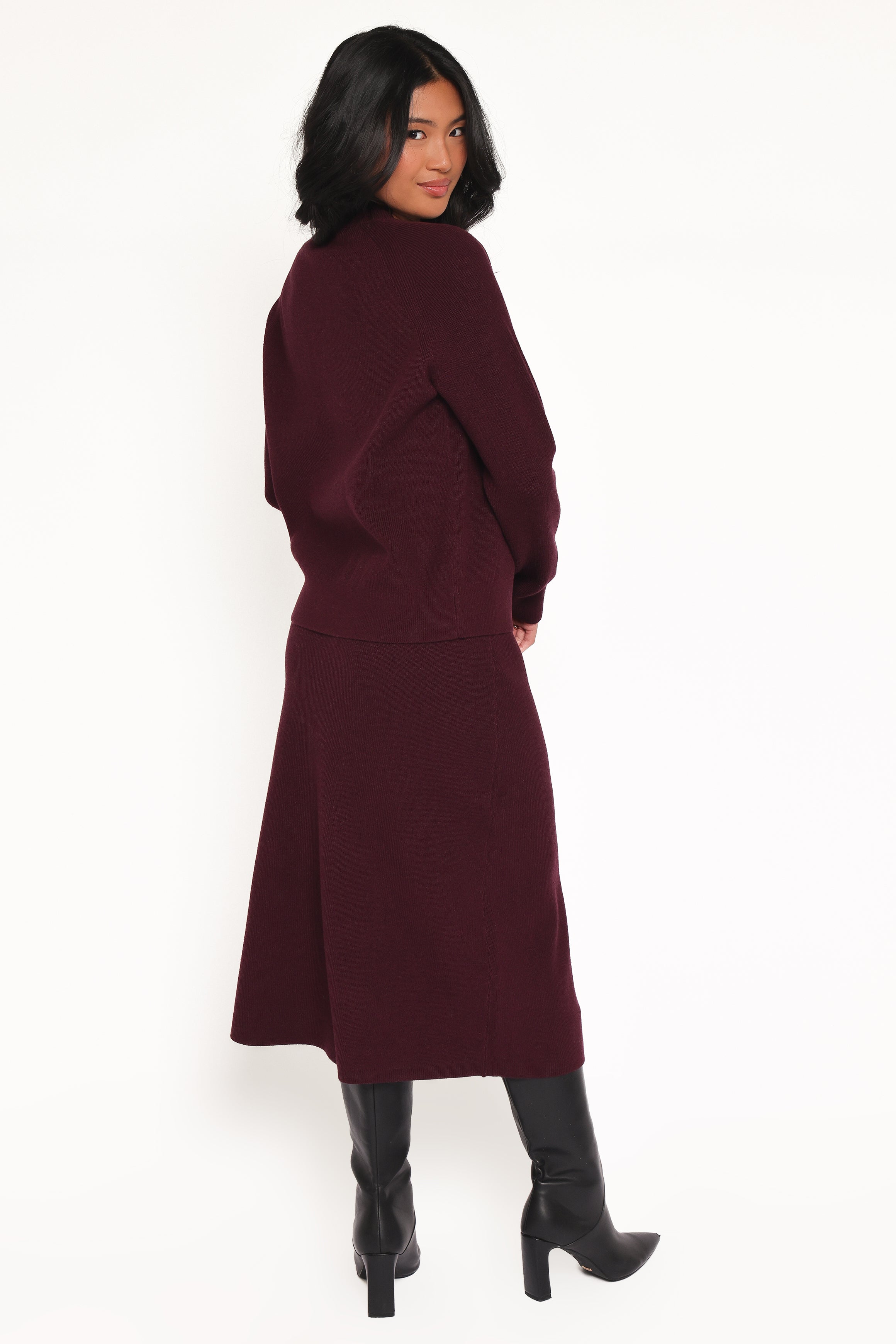 Bridget Maxi Skirt Sweater Set - Maroon