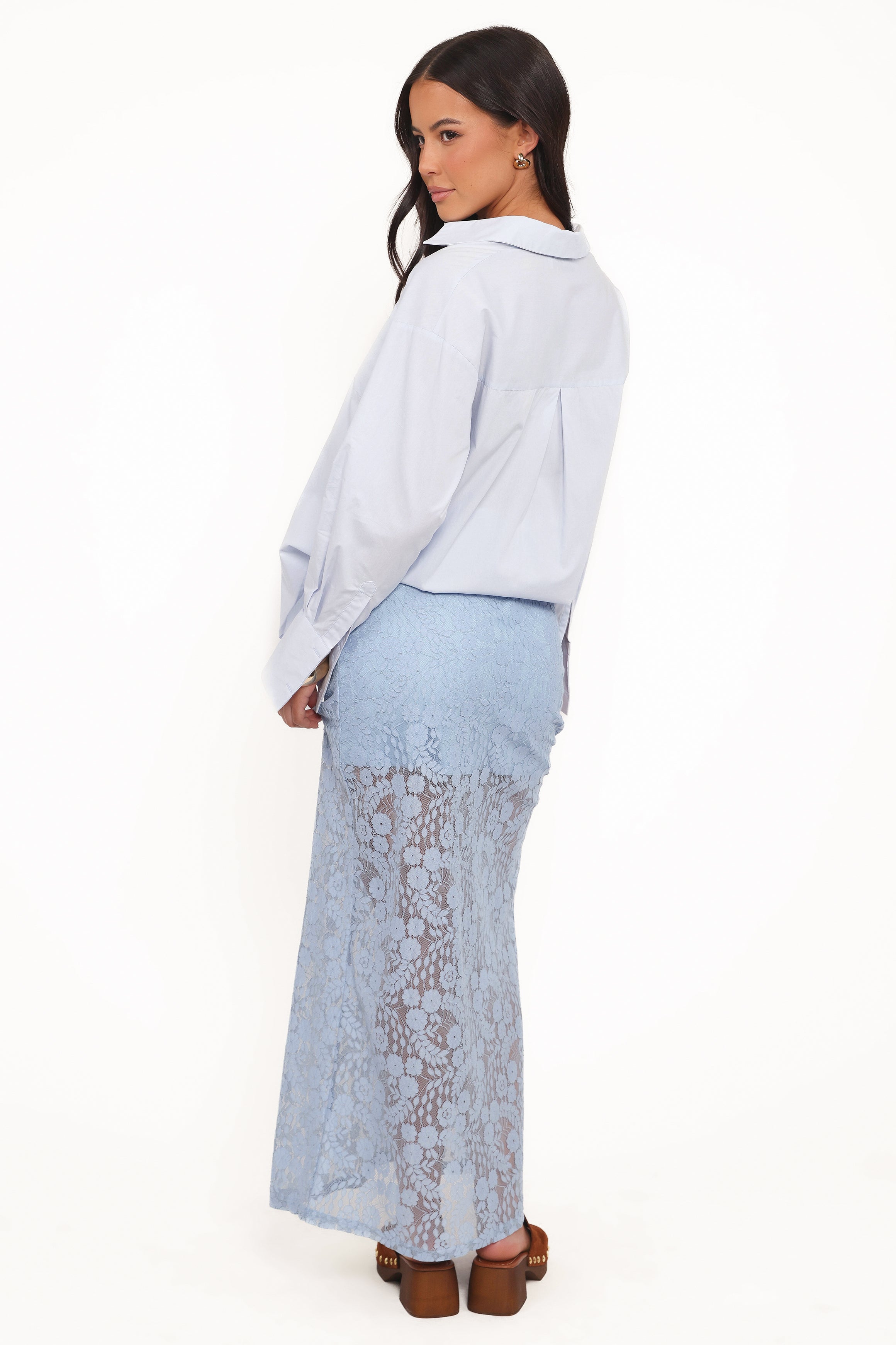 Brittany Lace Maxi Skirt - Blue