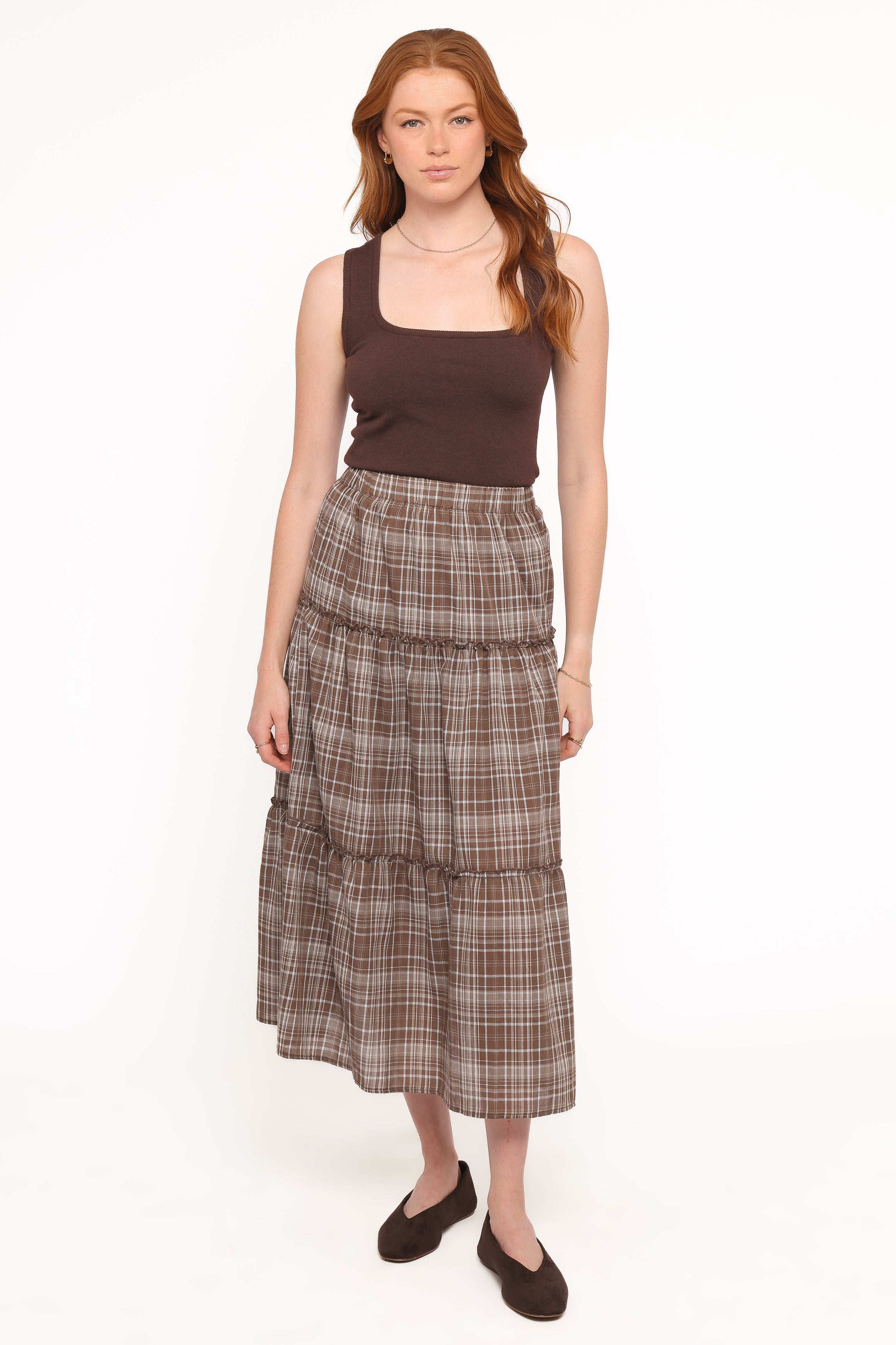 Campbell Tiered Maxi Skirt - Juno Check