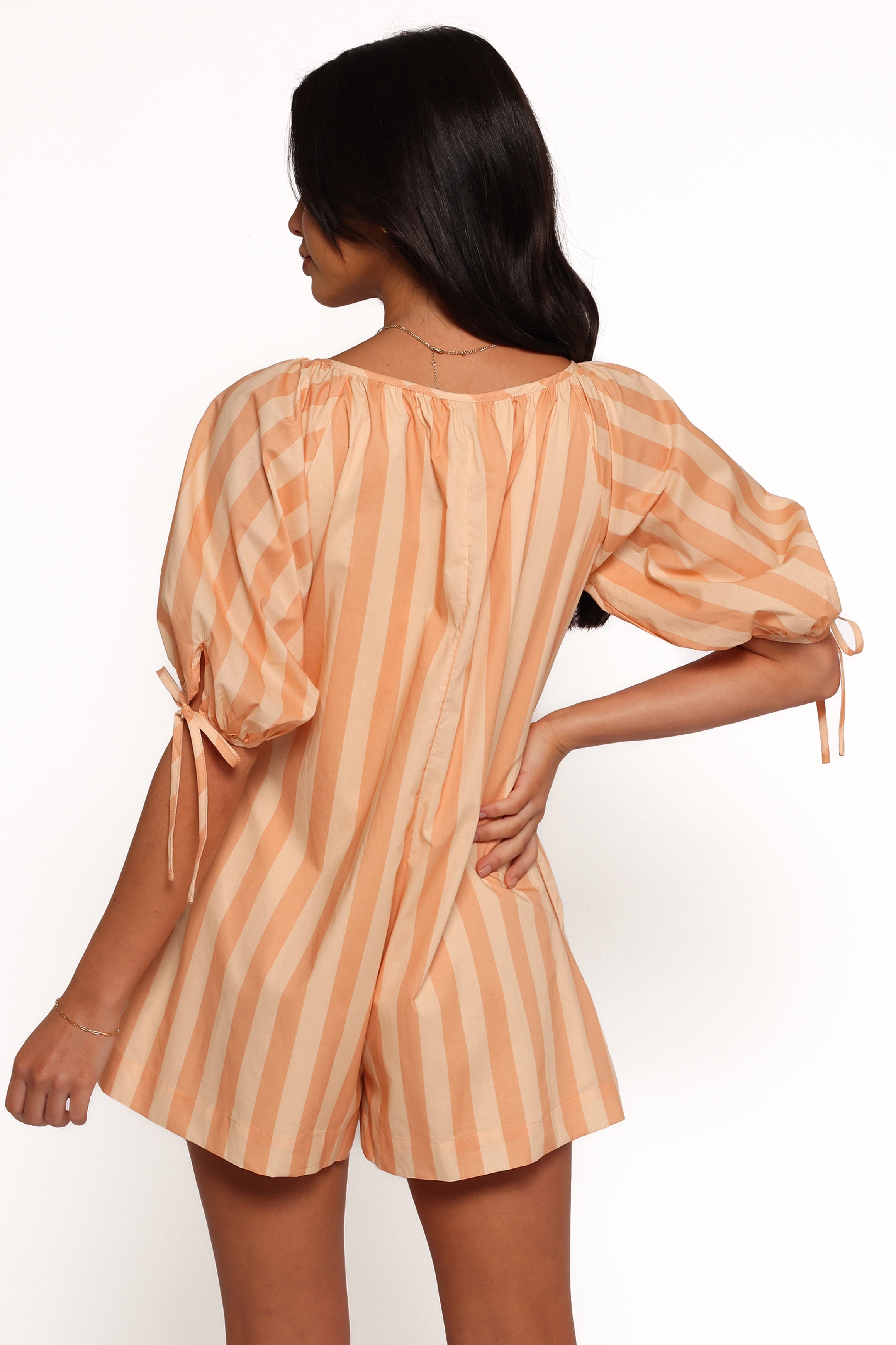 Carina Striped Romper - Terracotta Stripe