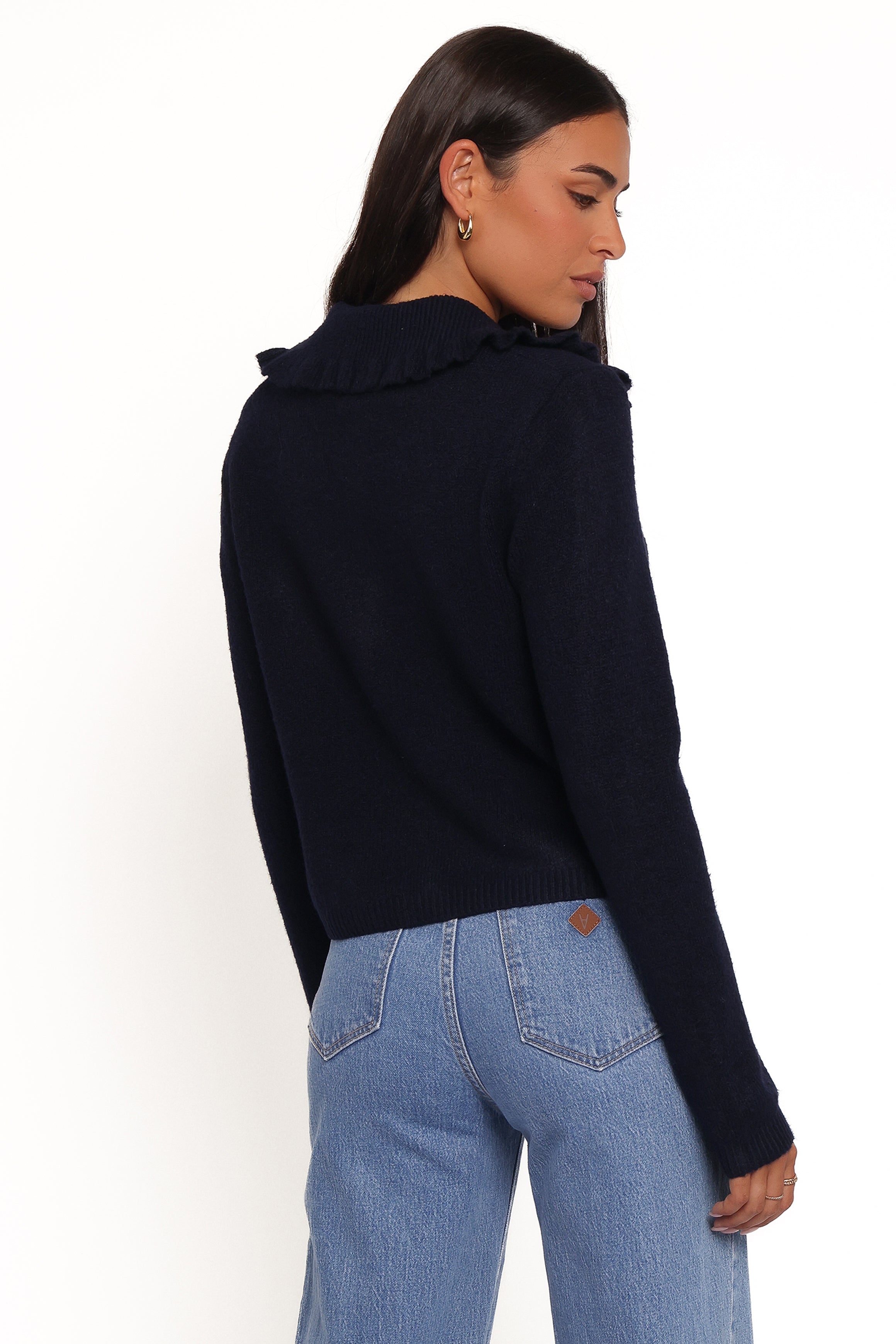 Carmello Frill Collar Cardigan - Navy