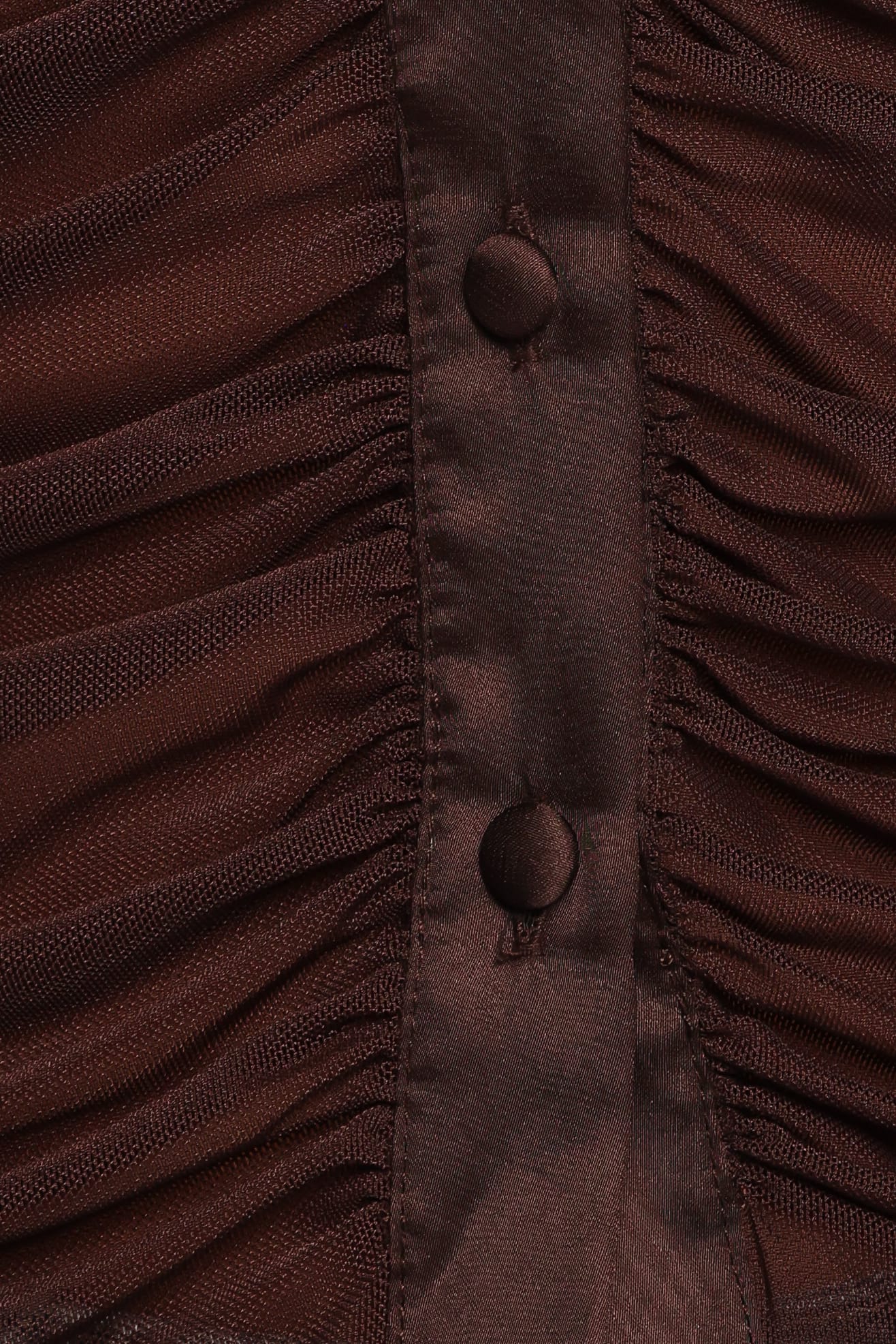 Carolyn Mesh Ruched Top - Chocolate