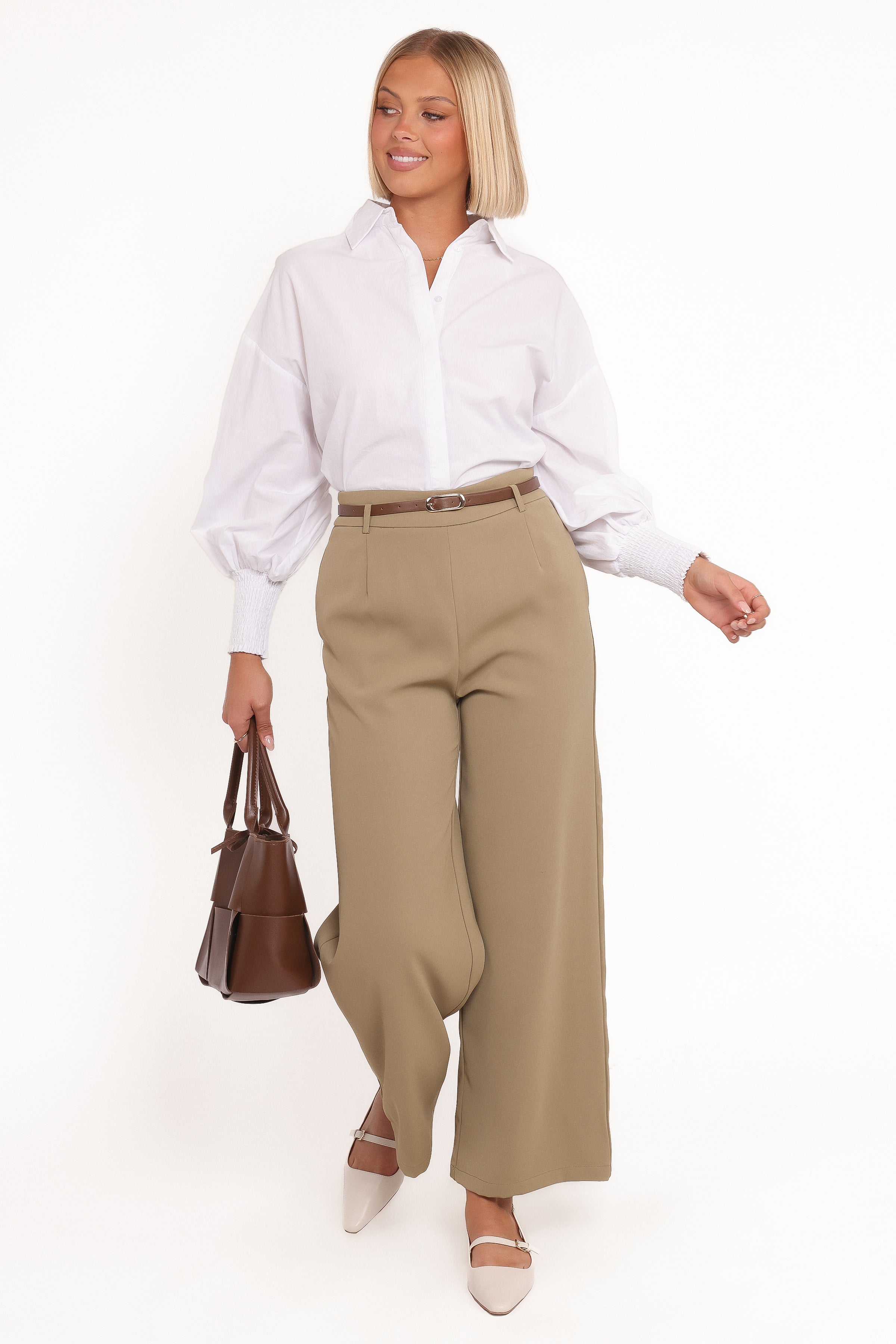 Ceres Belted Wide Leg Pant - Olive