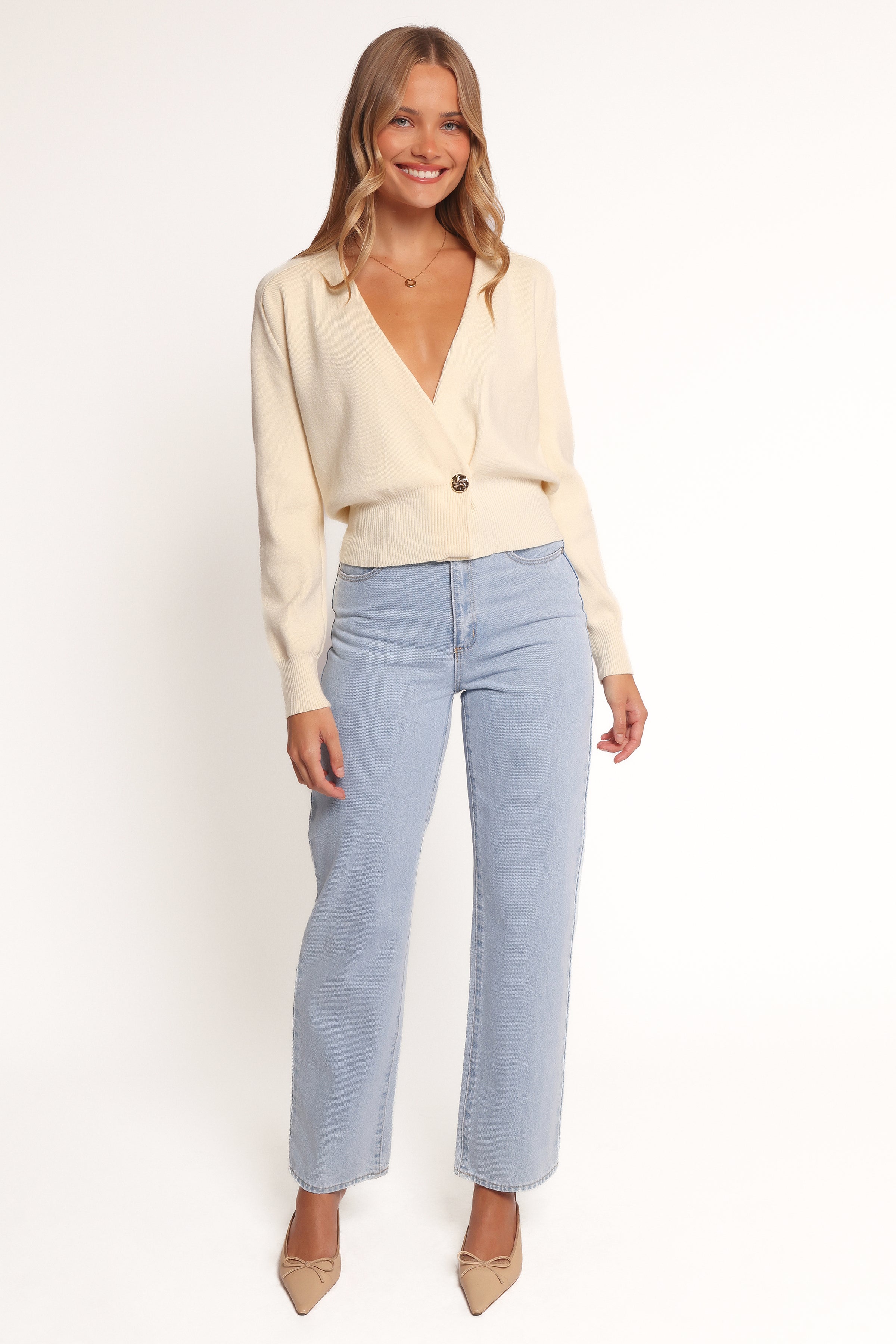 Caterina Button Cardigan - Cream