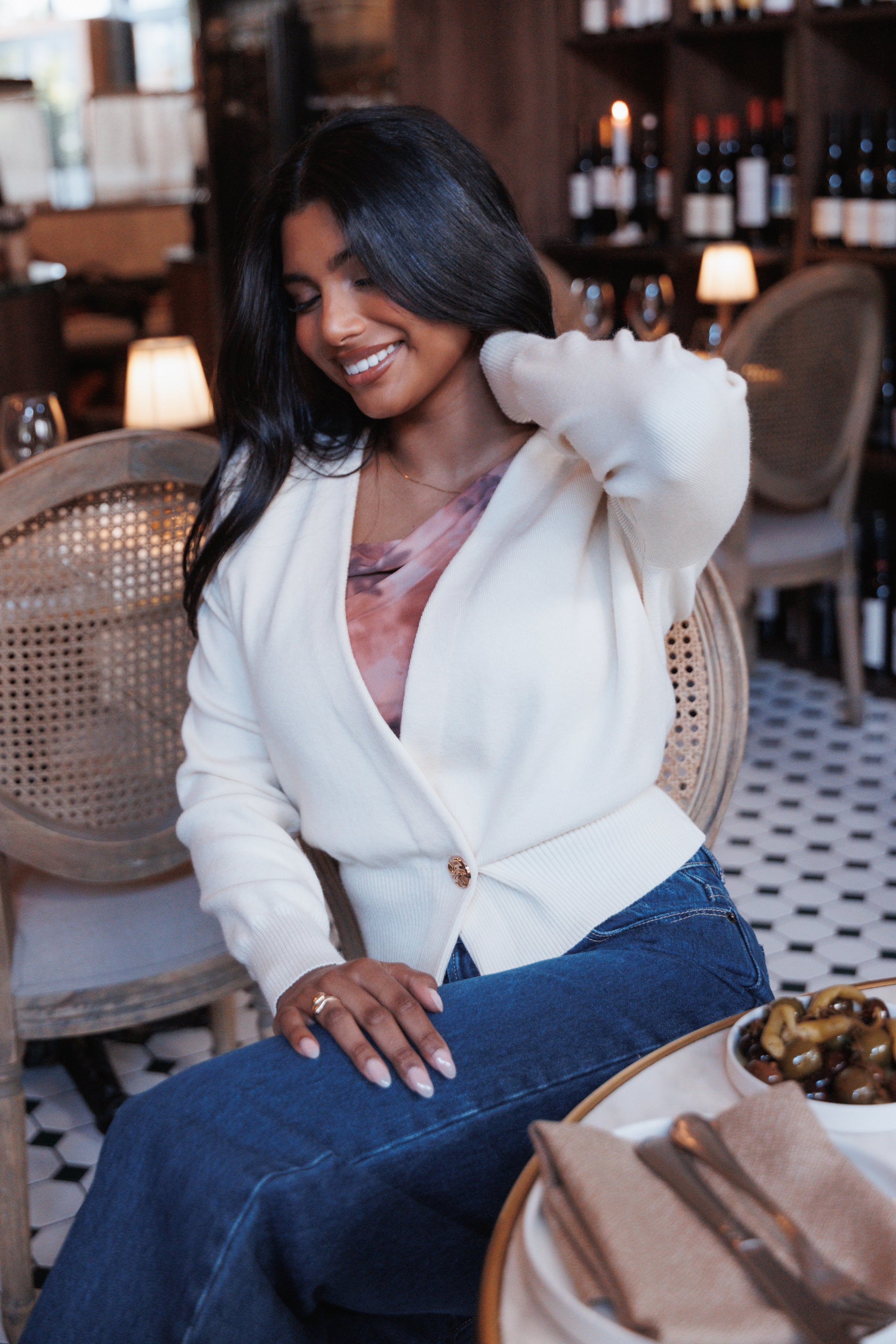 Caterina Button Cardigan - Cream