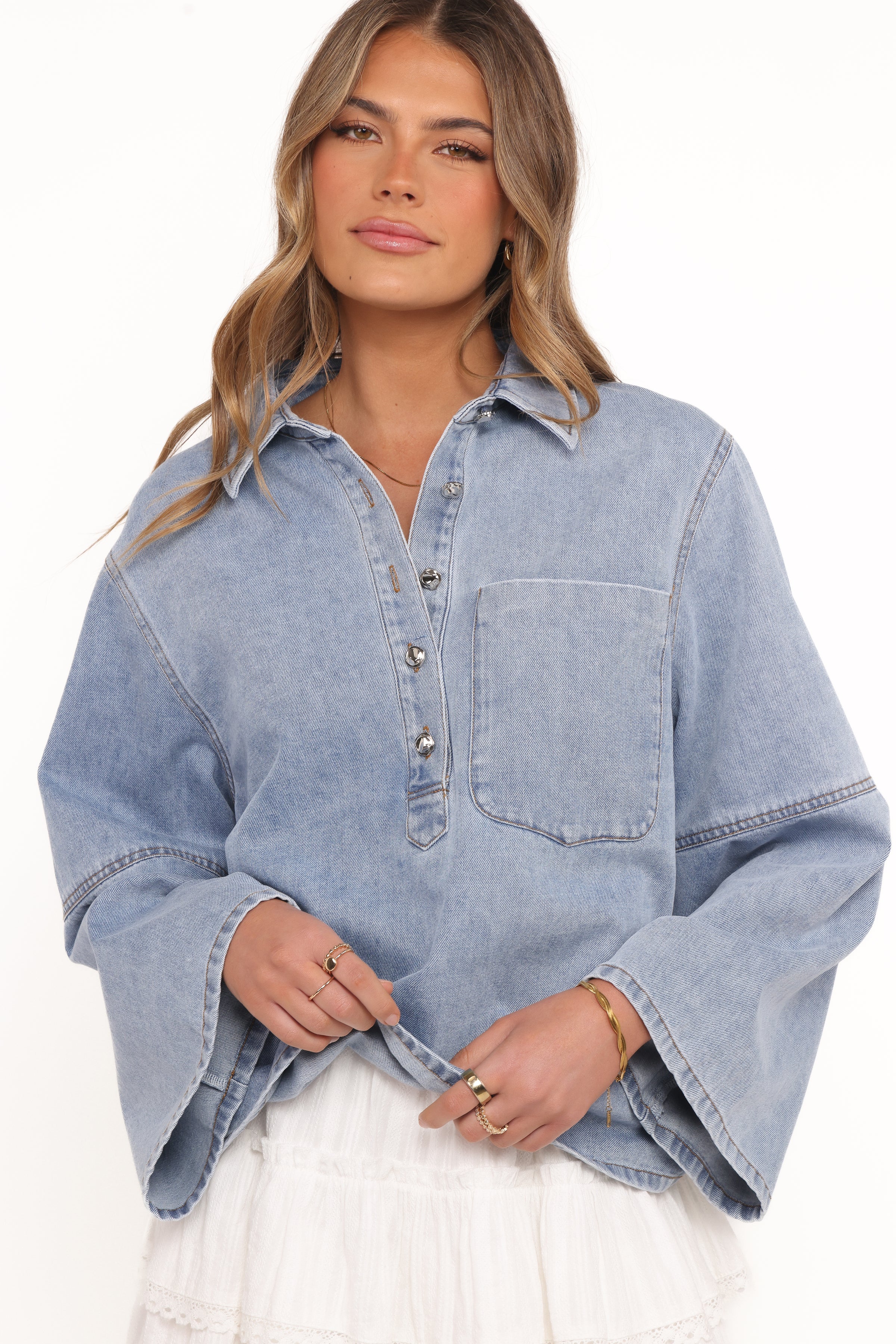 Celestia Denim Top - Light Wash