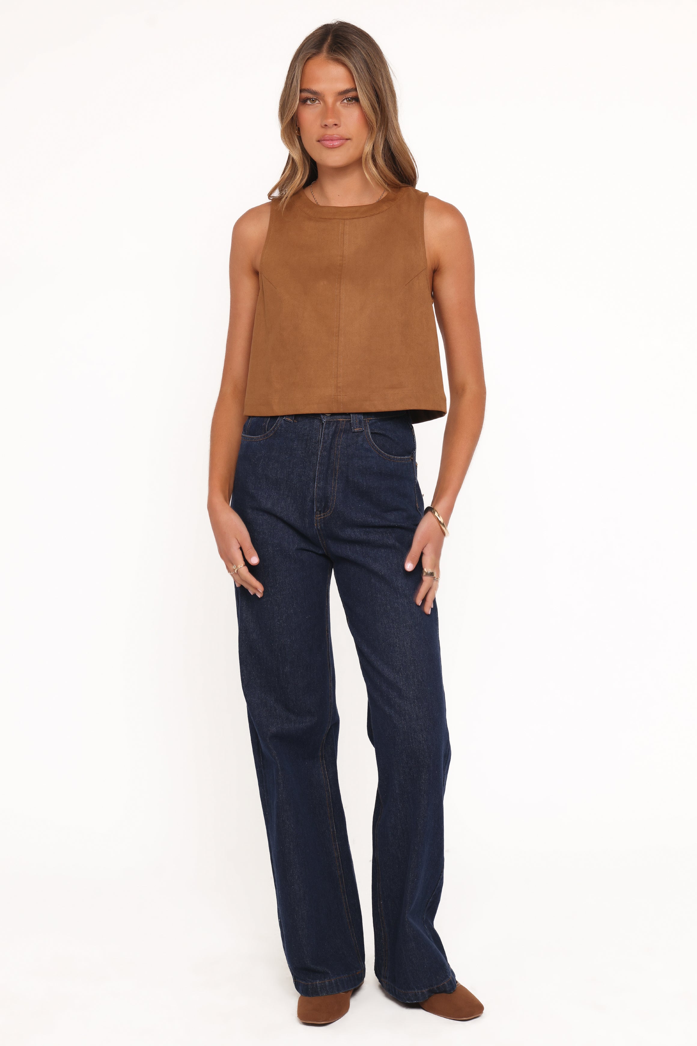 Charles Faux Sueded Top - Camel
