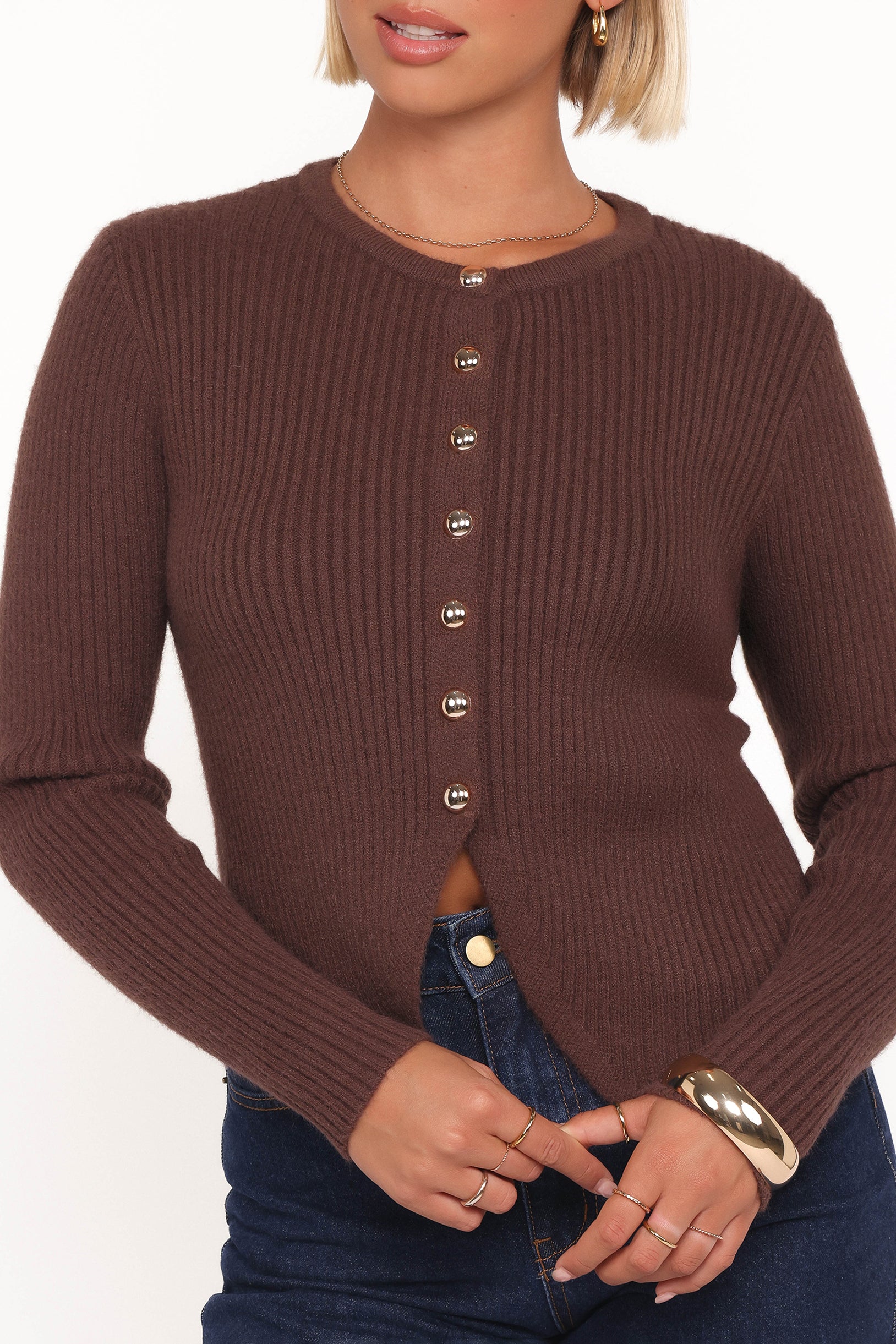 Circe Cardigan Top - Chocolate