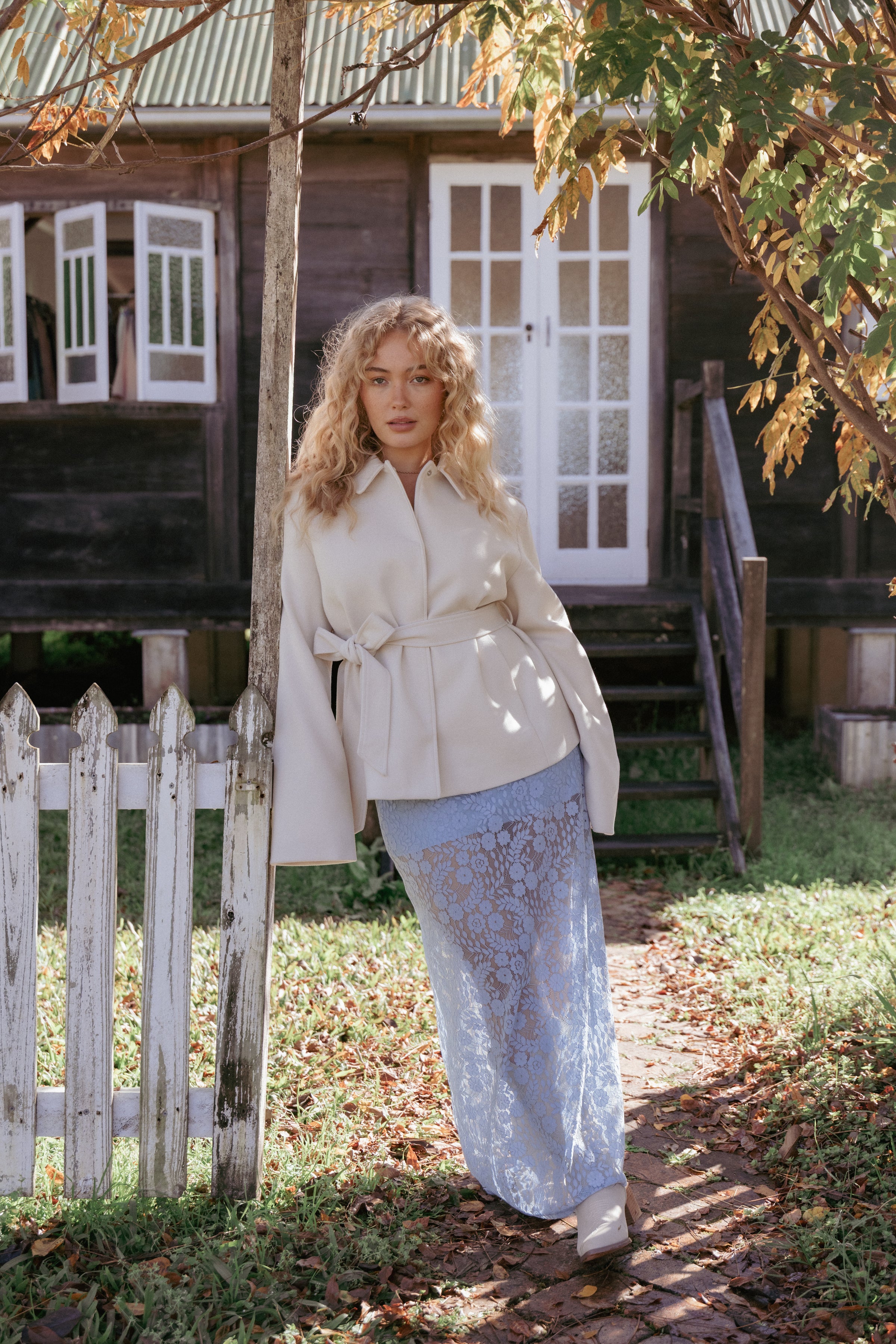 Brittany Lace Maxi Skirt - Blue