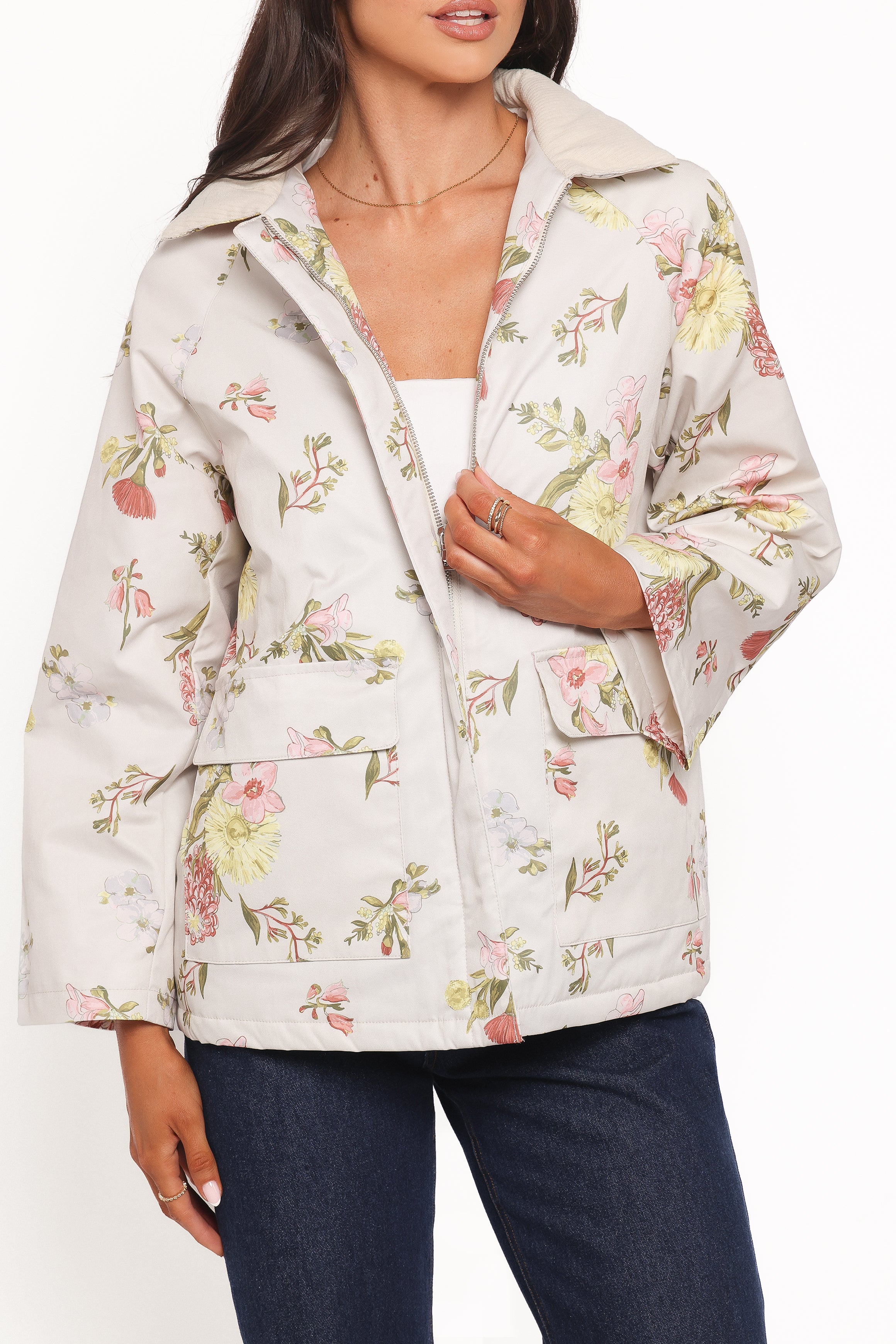 Danica Barn Jacket - Khaki Floral