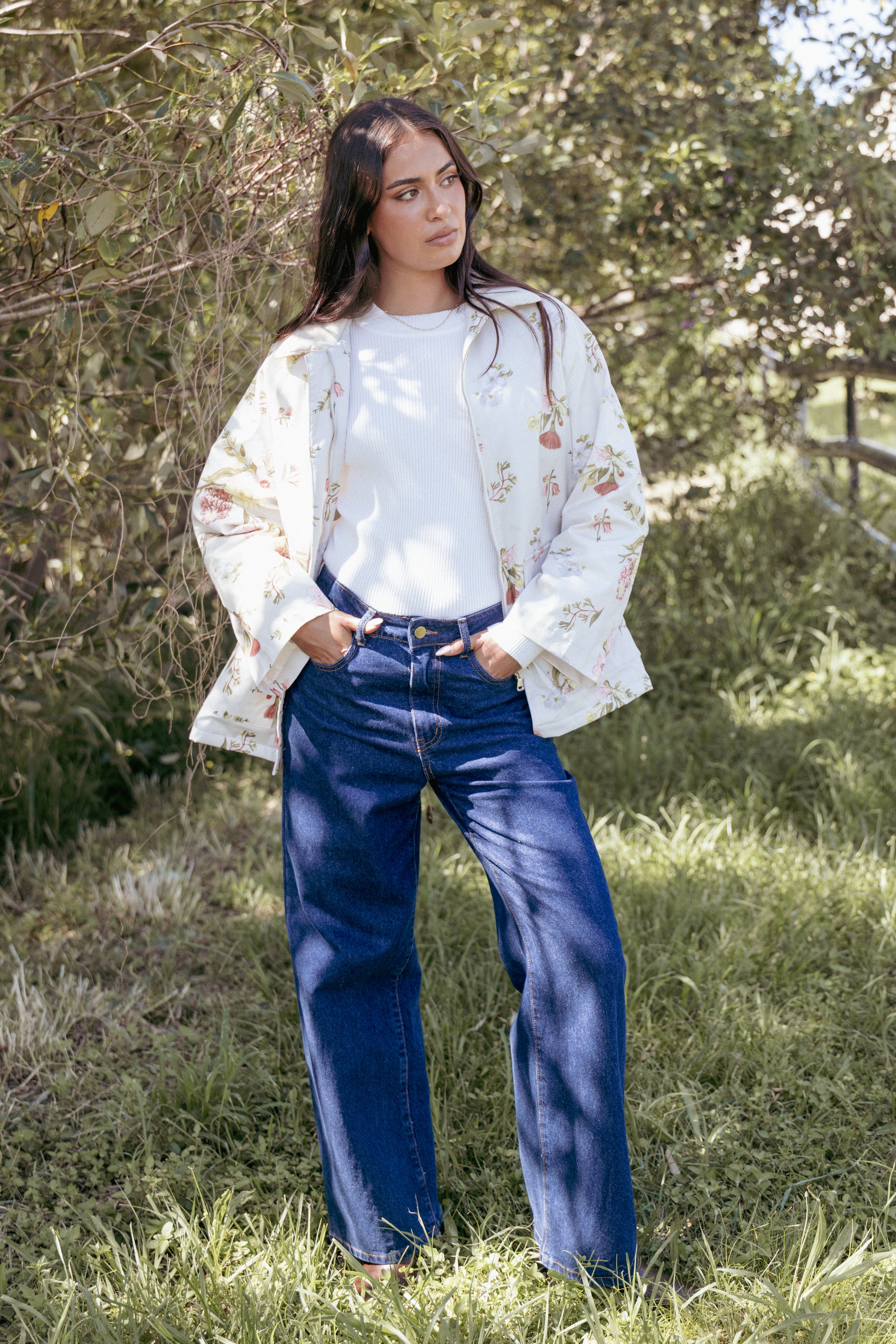 Danica Barn Jacket - Khaki Floral