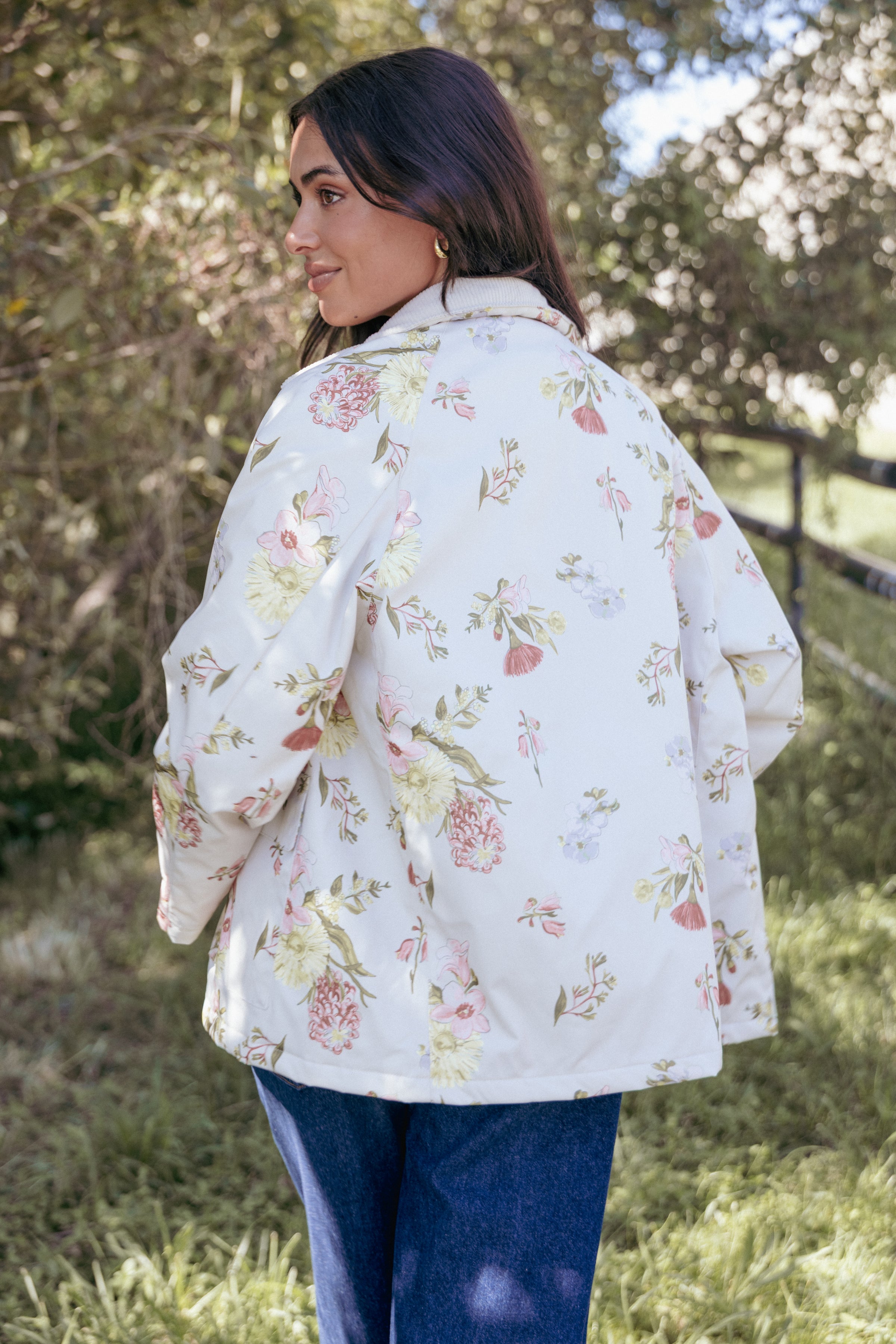 Danica Barn Jacket - Khaki Floral