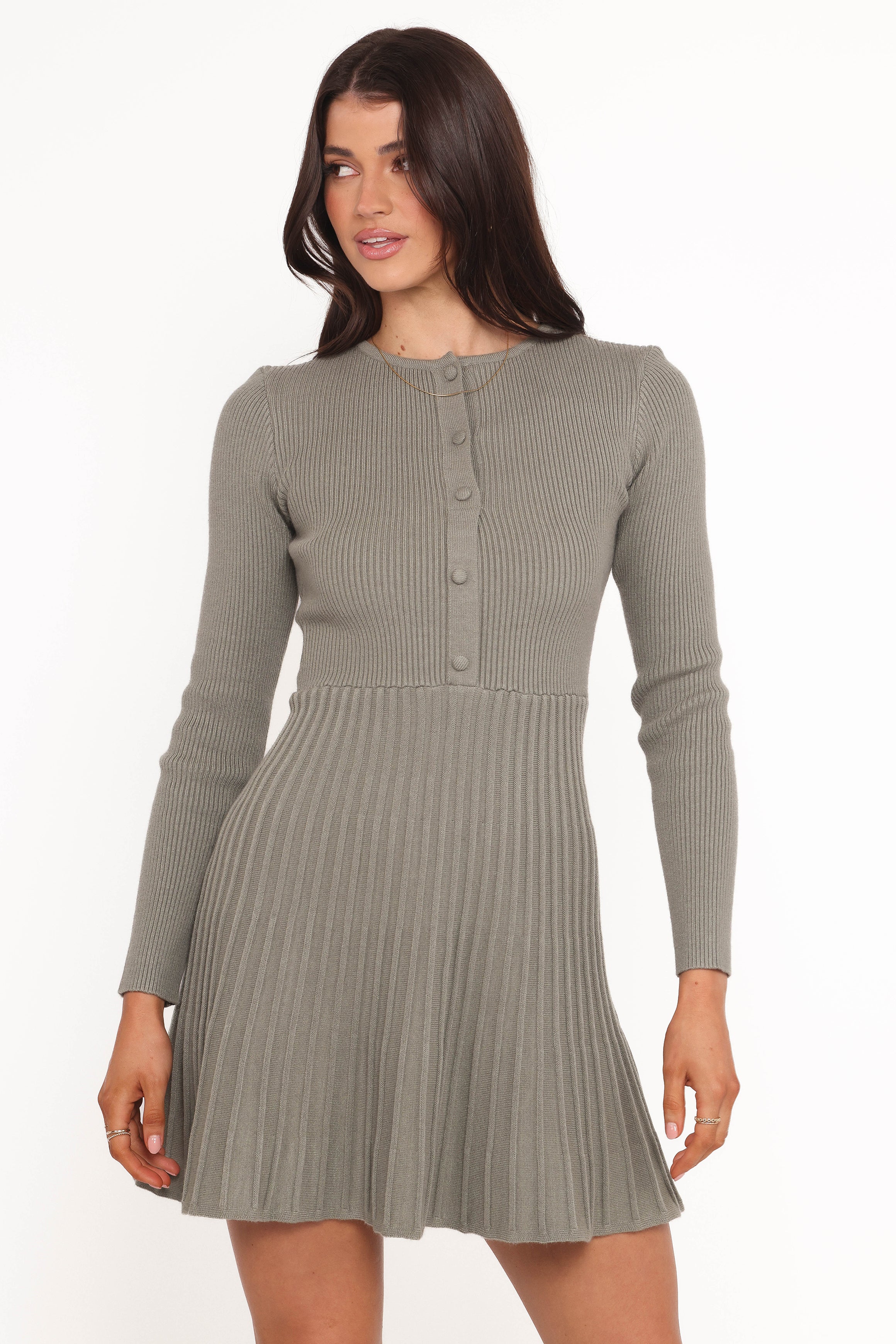 Darlina Long Sleeve Mini Dress - Olive