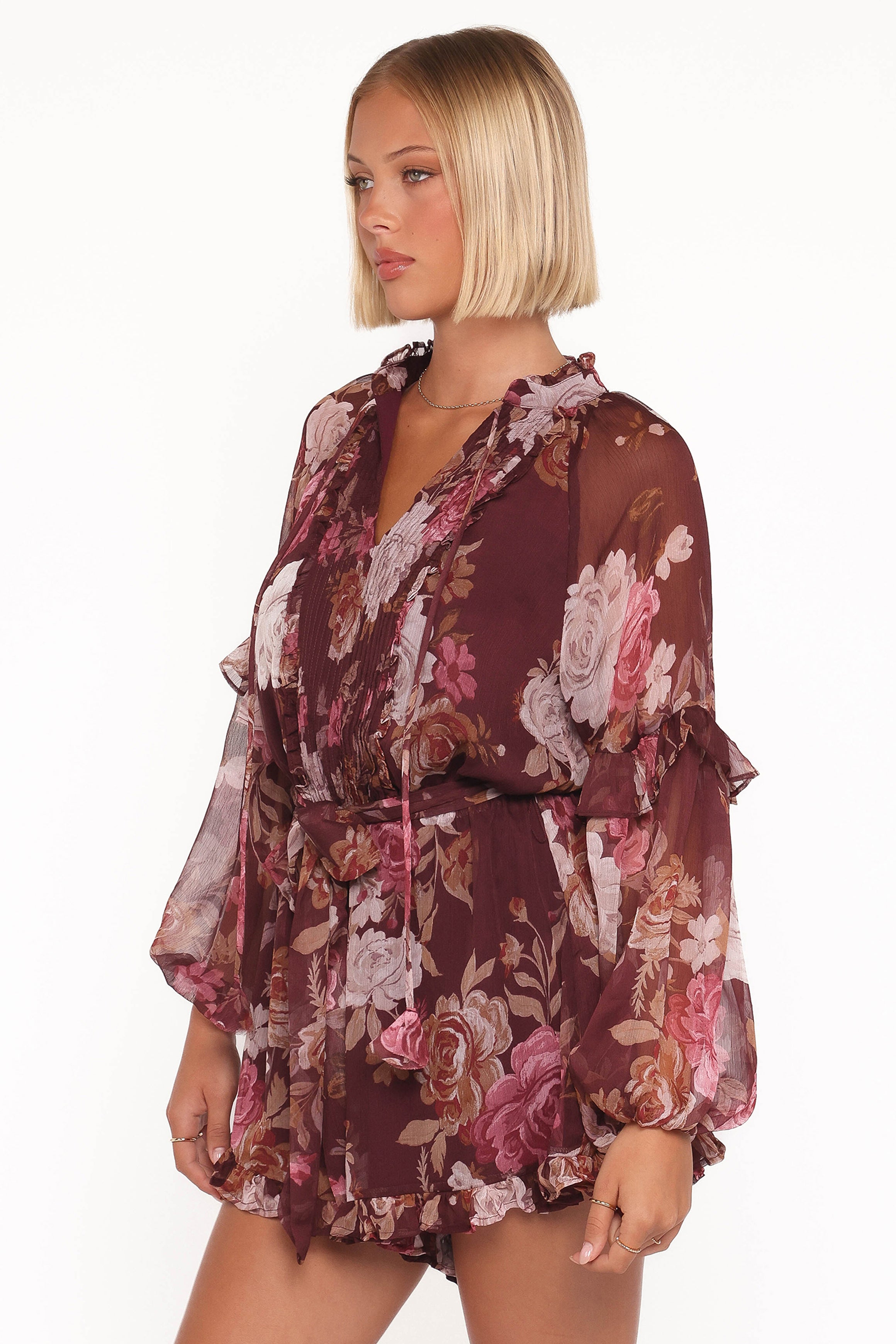 Delaney Long Sleeve Romper - Brandy Bloom