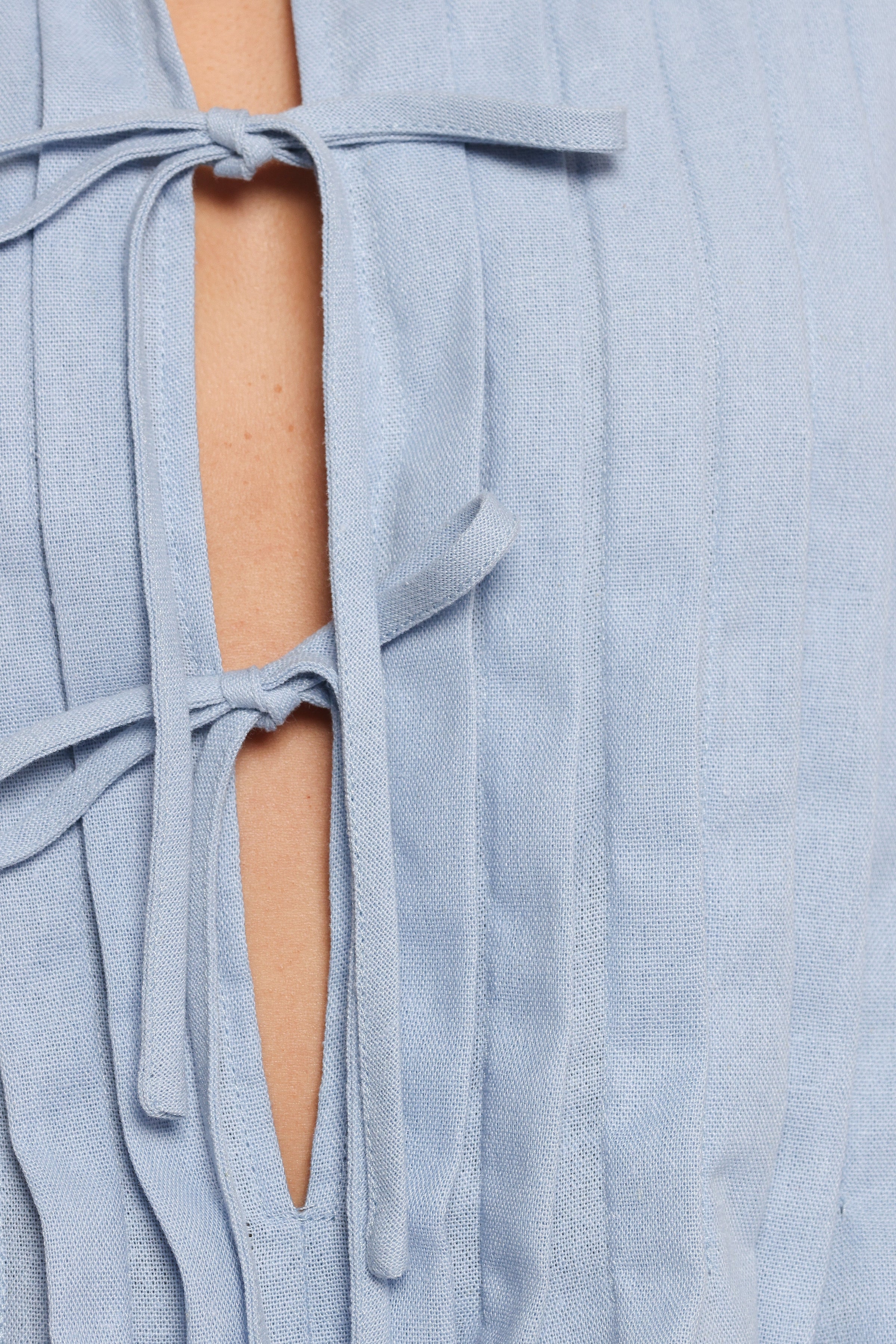 Delia Pleat Tie Top - Blue