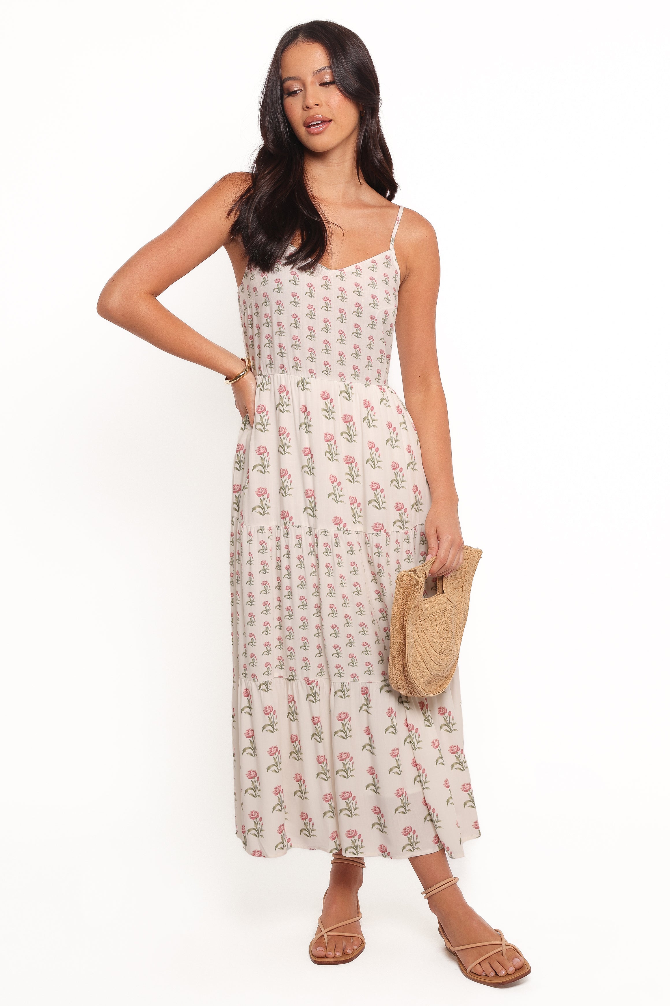 Echo Midi Dress - White/Pink
