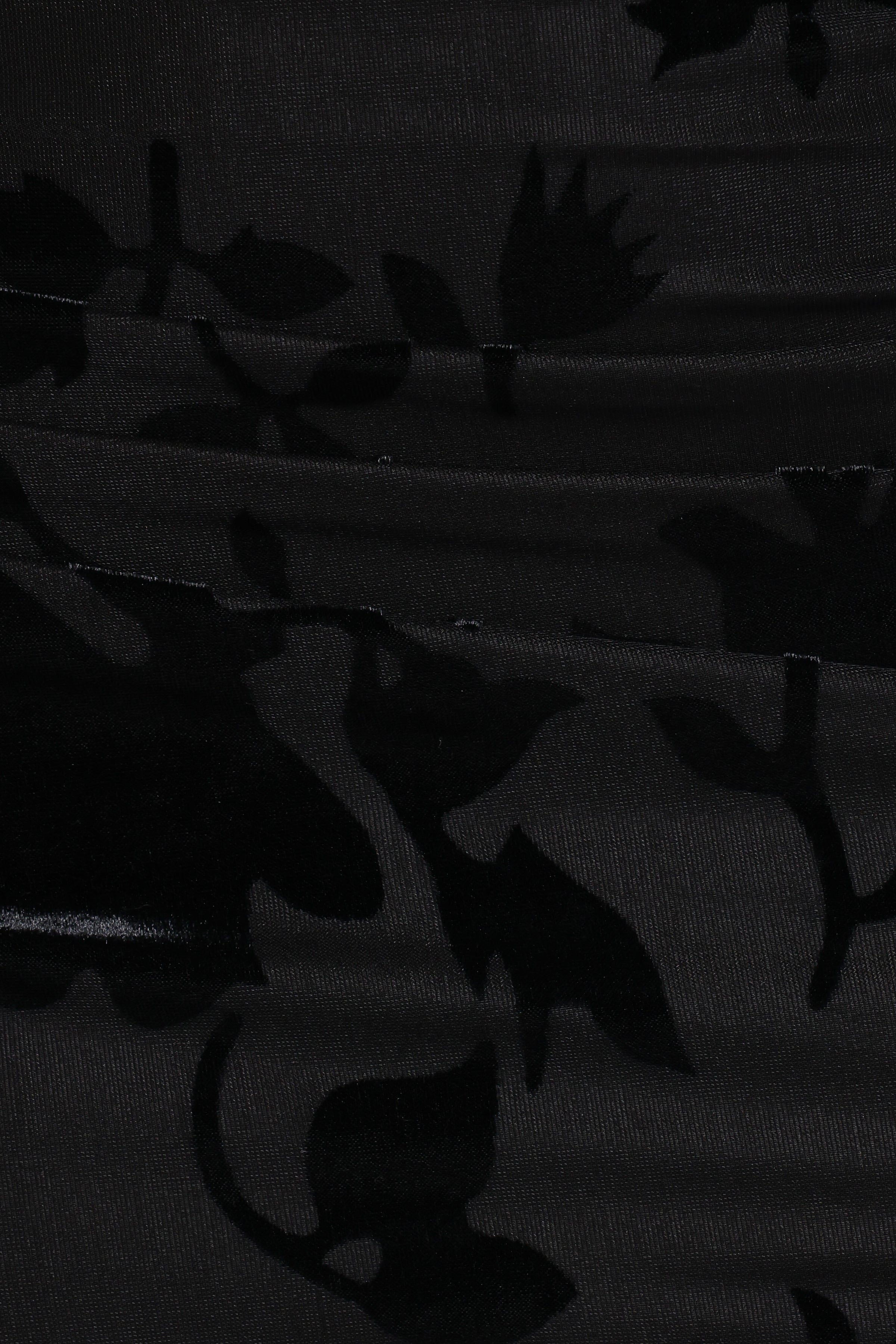 Emily Burnout Velvet Skirt - Black