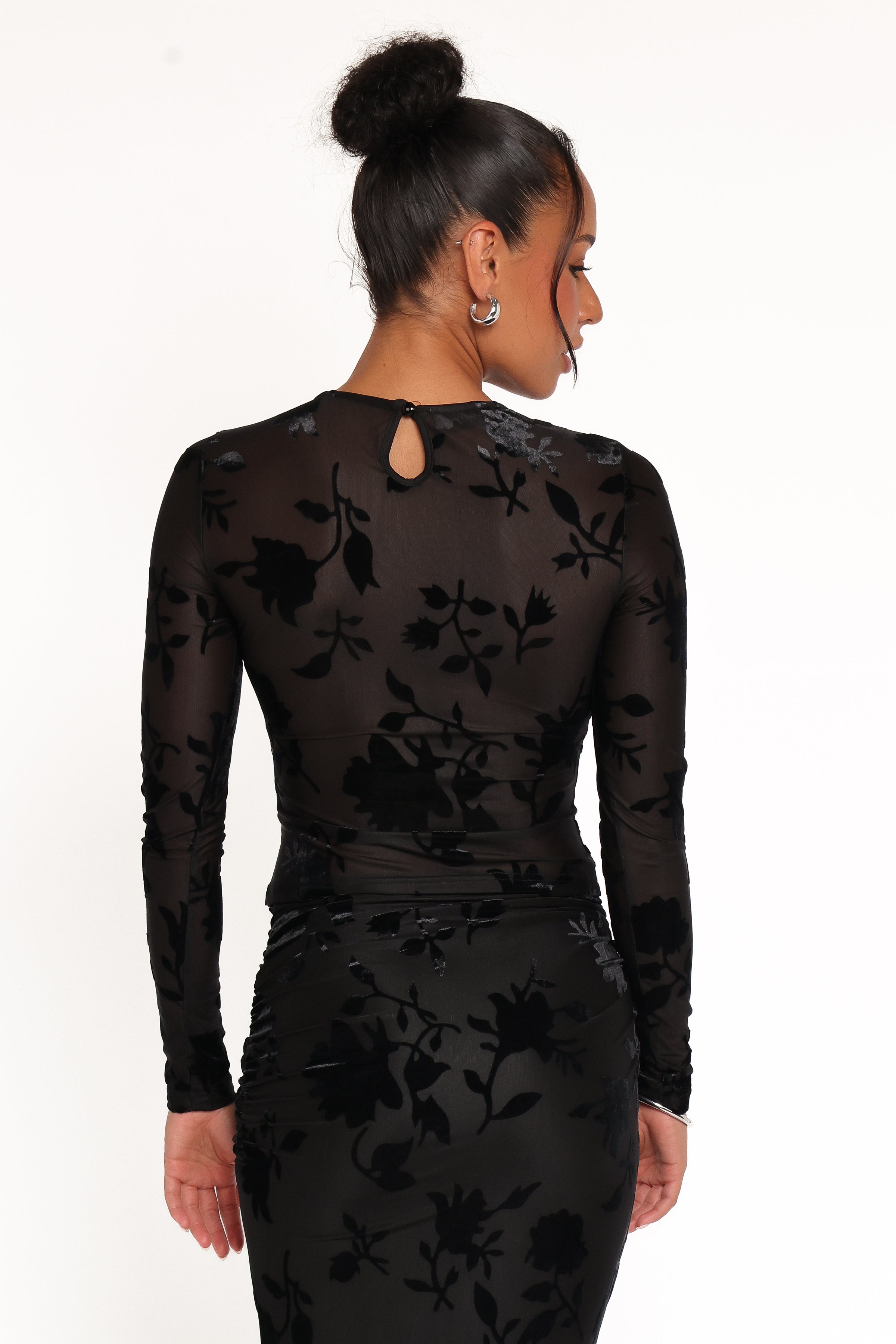 Elani Velvet Burnout Top - Black