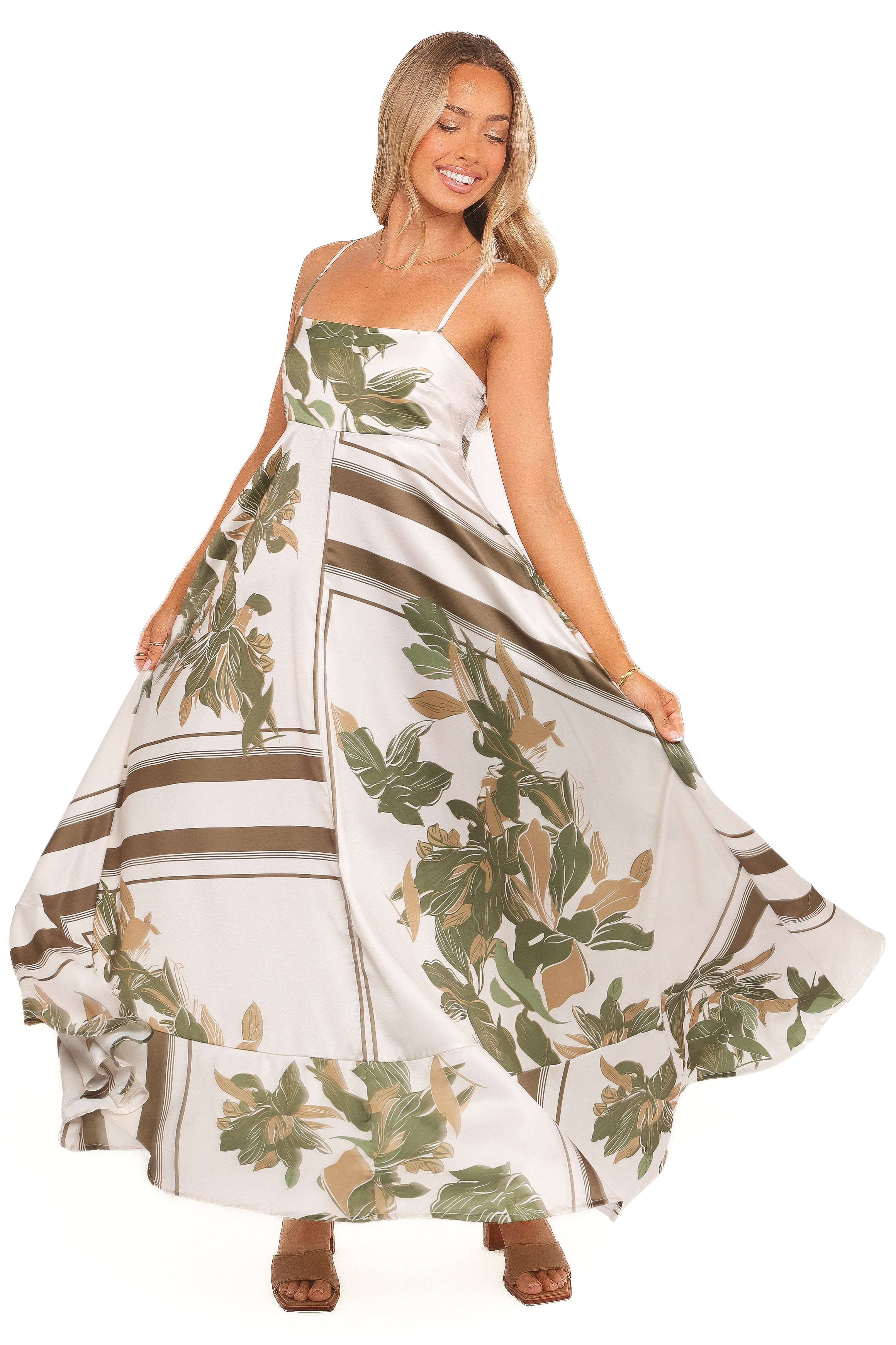 Elanor Maxi Dress - Olive Print
