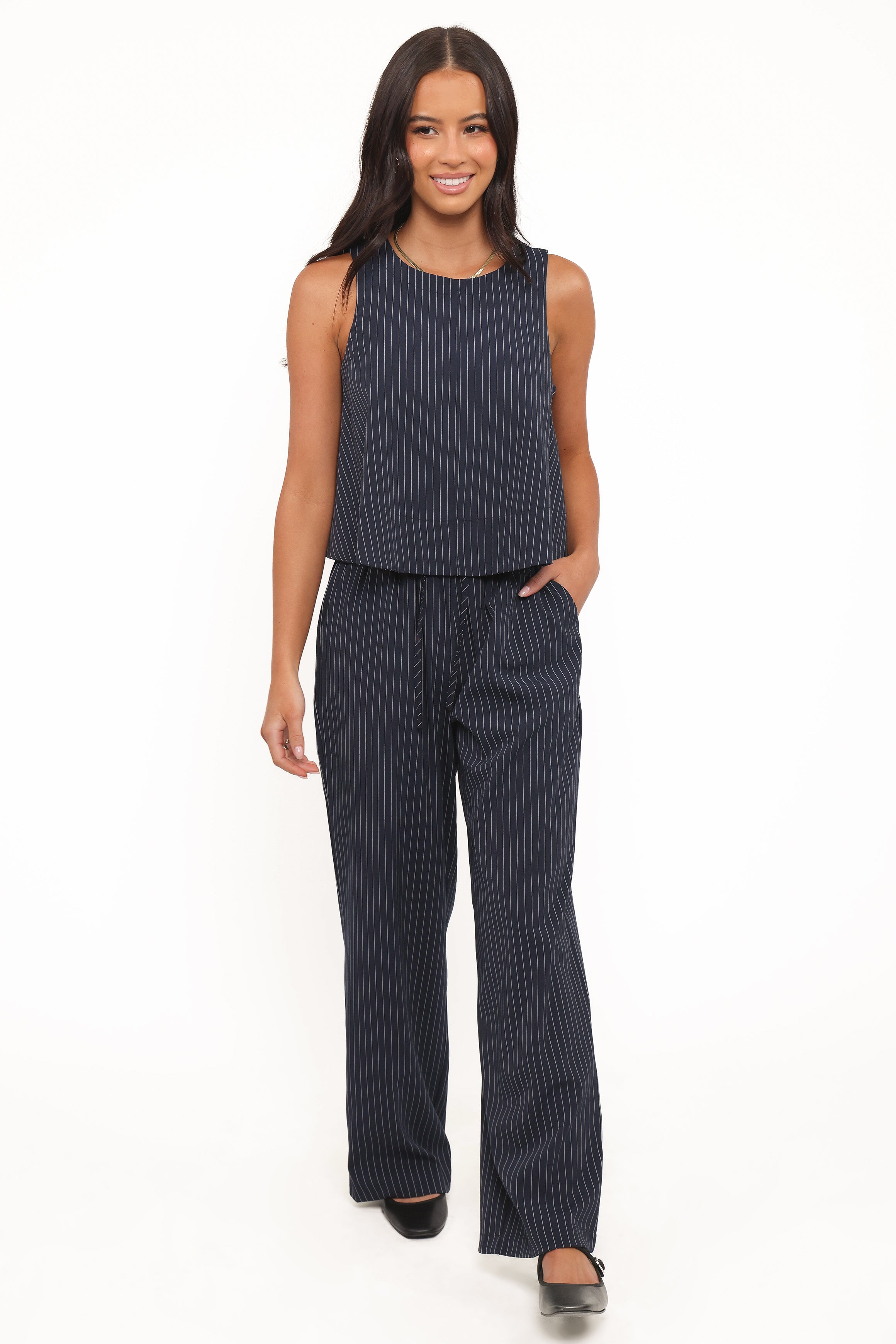 Elijah Pants - Navy White Stripe