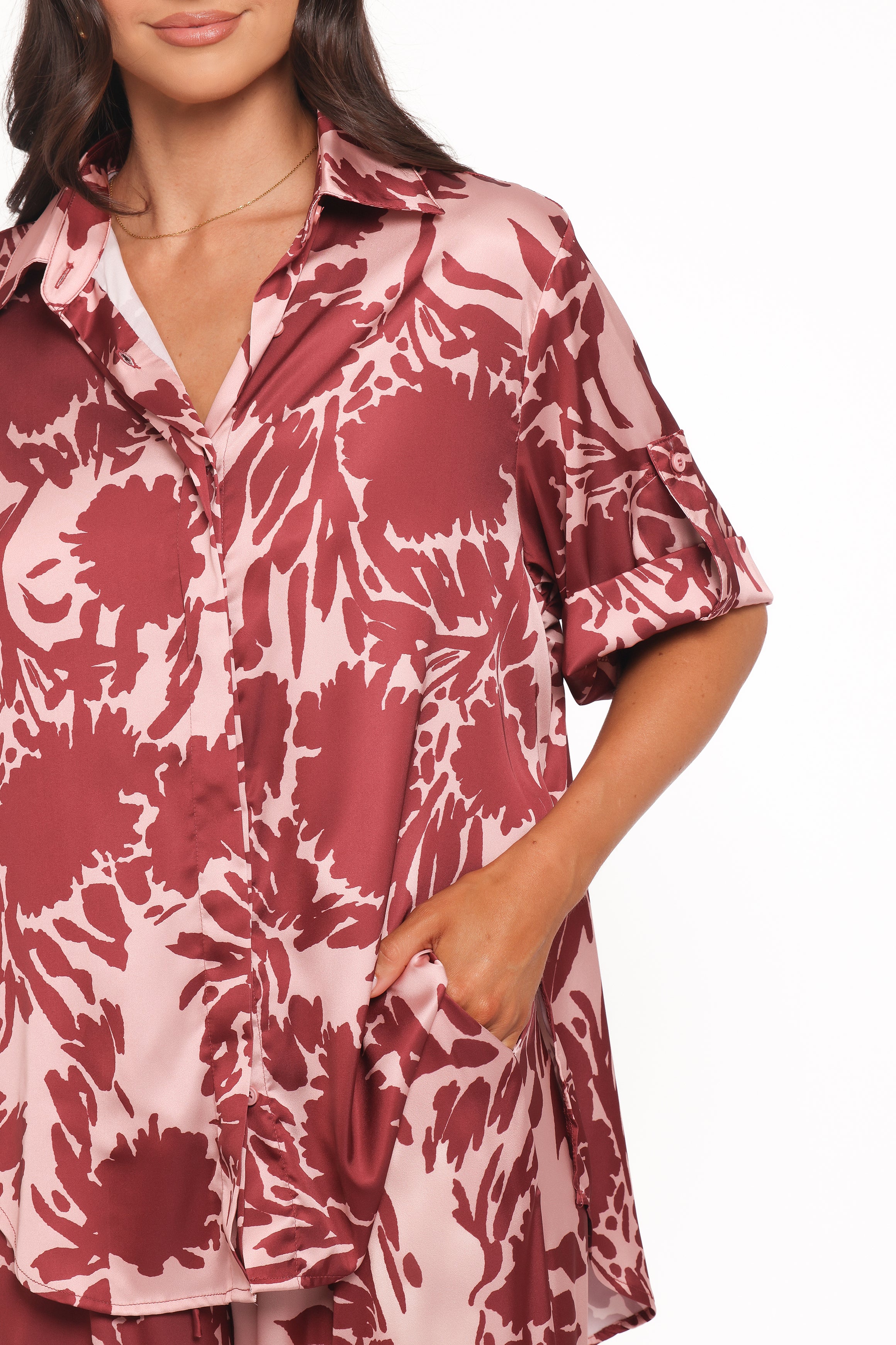 Elysia Shirt - Pink Burgundy