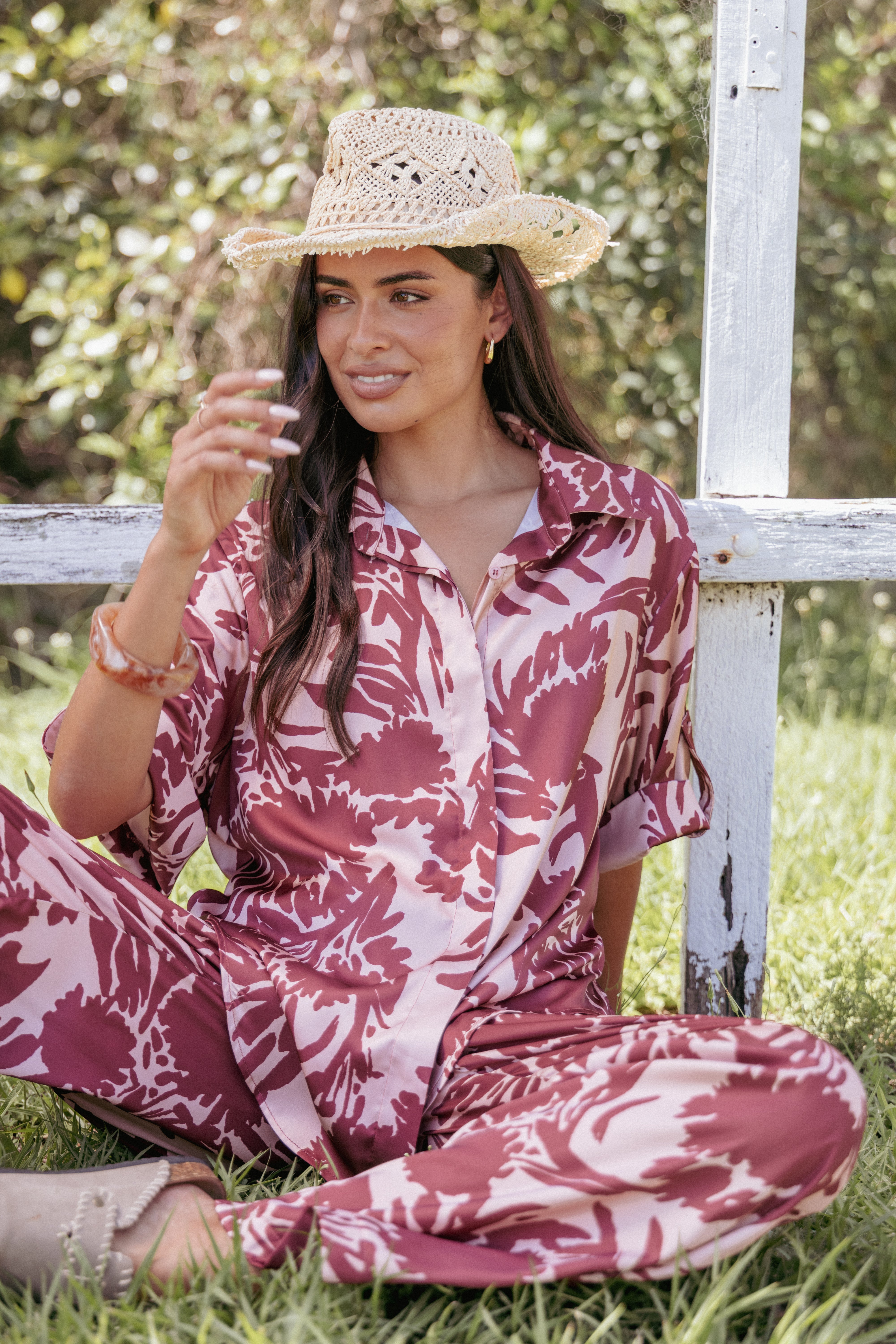 Elysia Shirt - Pink Burgundy