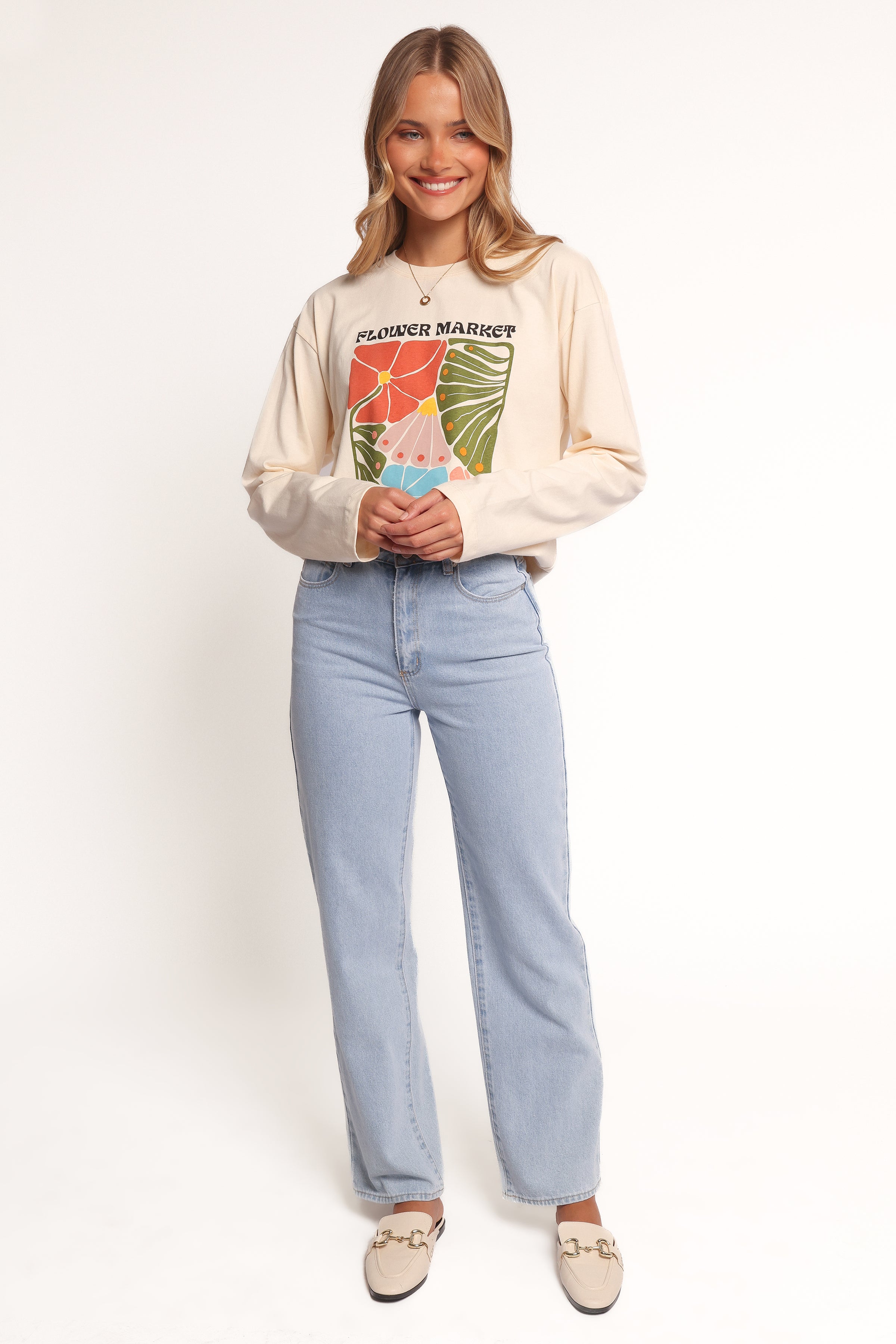 Flower Market Long Sleeve Tee - Cream