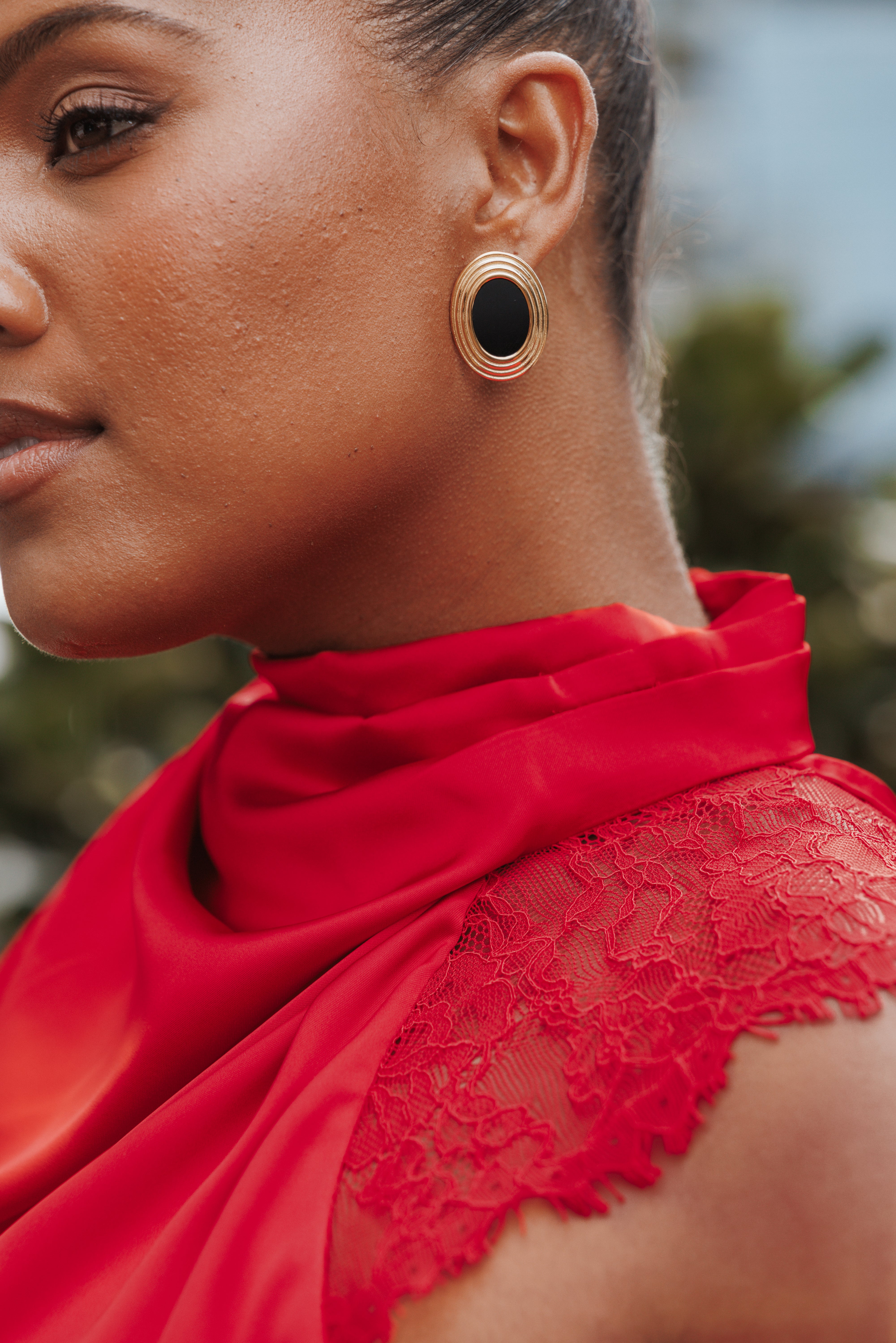 Francine Earrings - Black/Gold