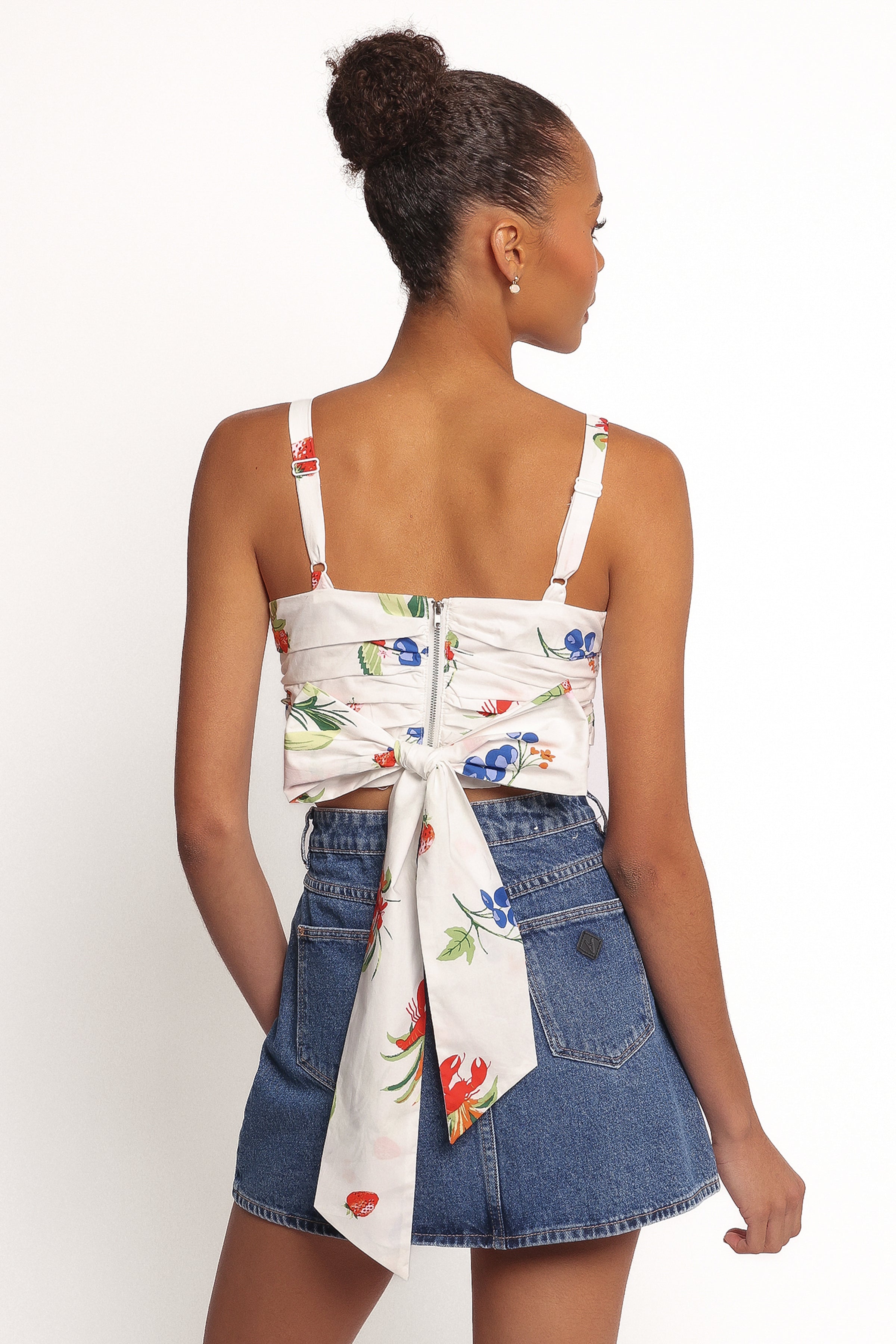 Geneva Tie Top - Off White Red