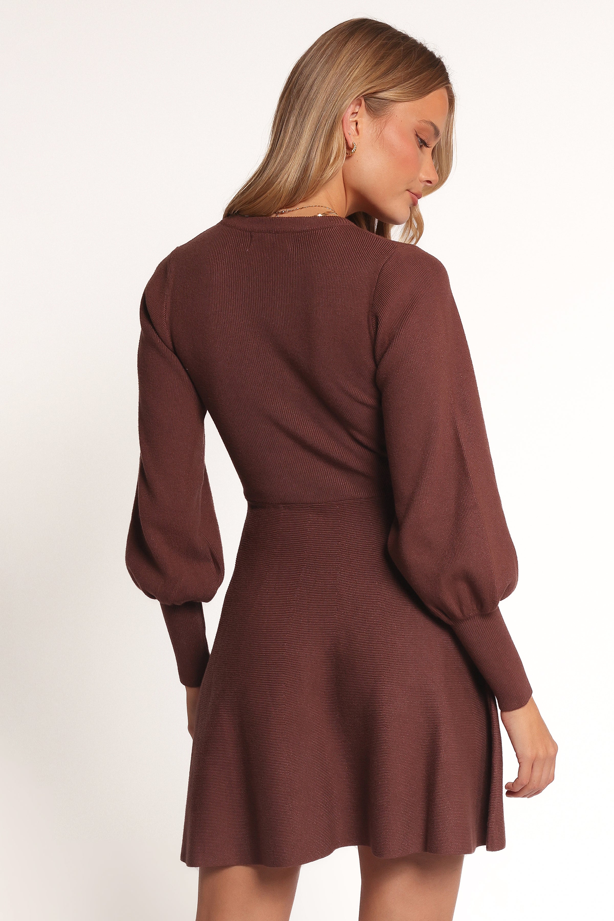 Gigi Long Sleeve Mini Dress - Brown