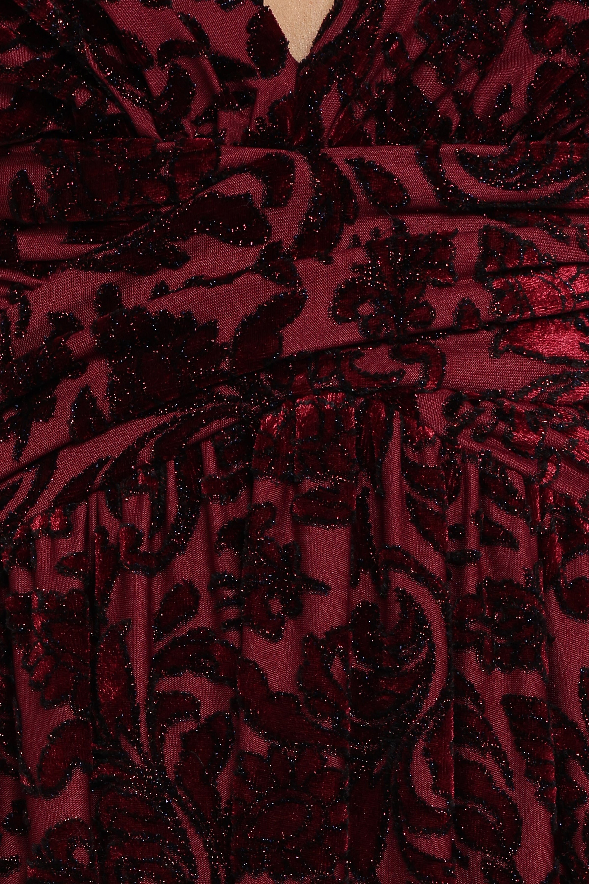 Harmony Maxi Dress - Burgundy Metallic Floral