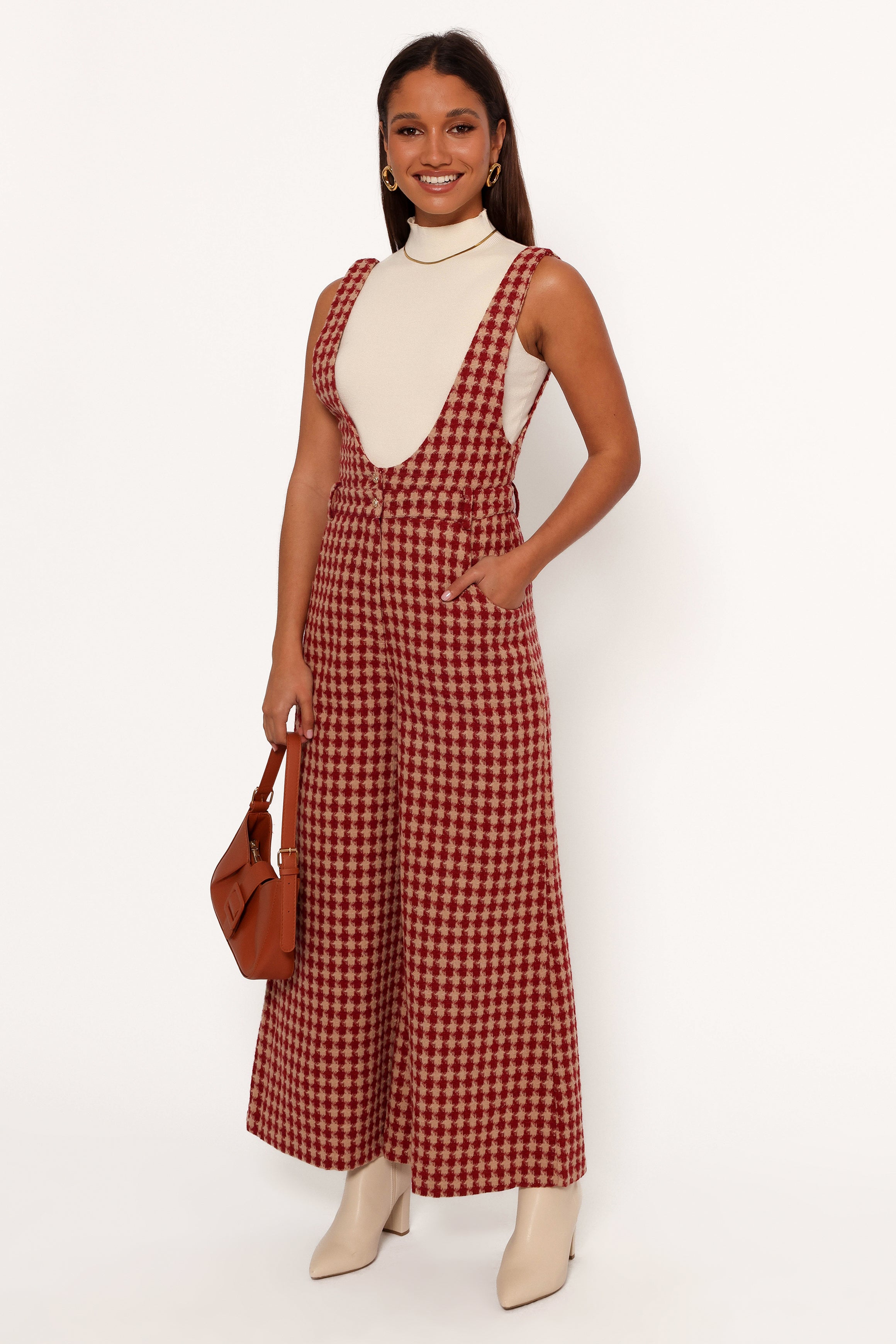 Jackson Jumpsuit - Dark Red Houndstooth