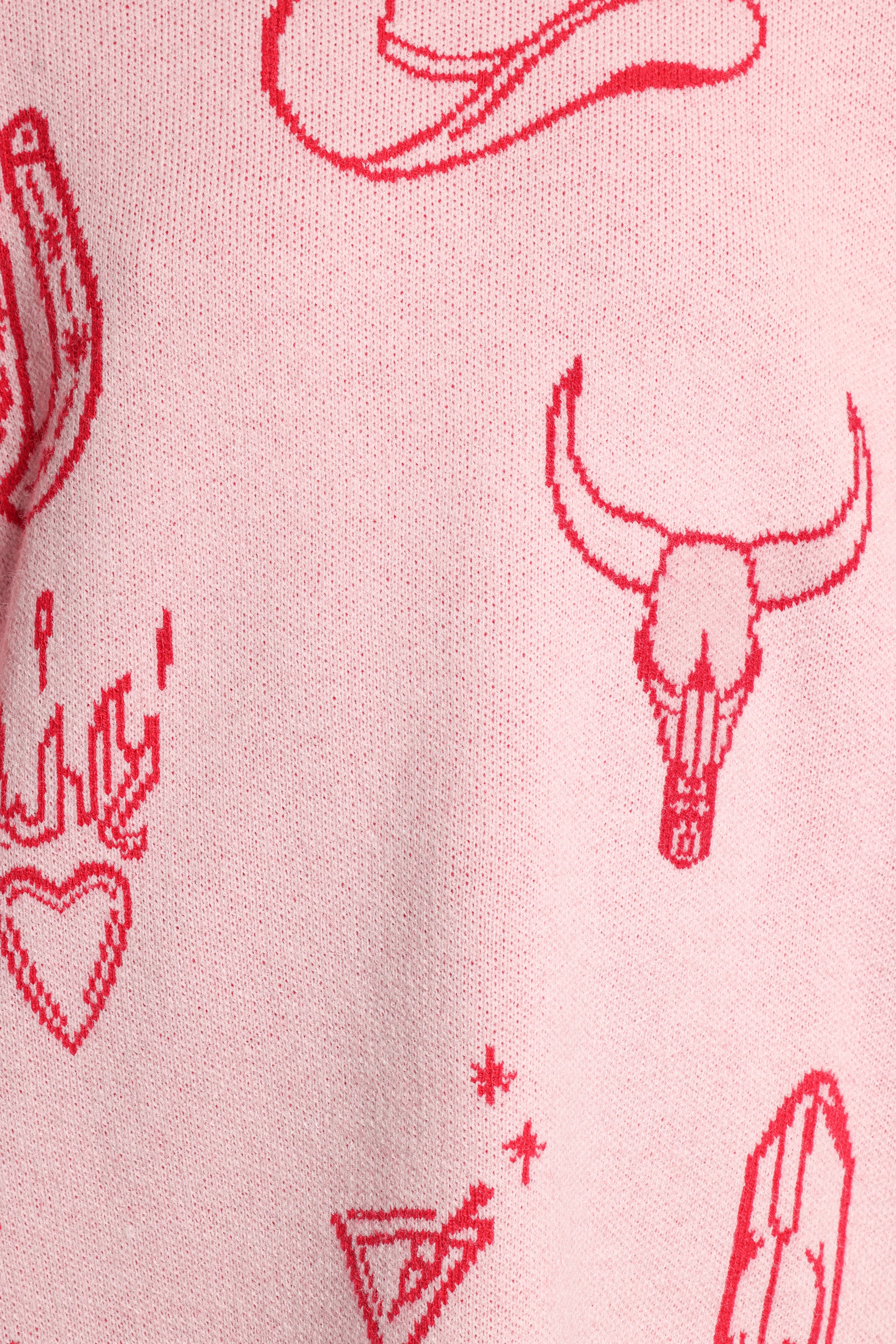 Jax Western Knit Sweater - Pink