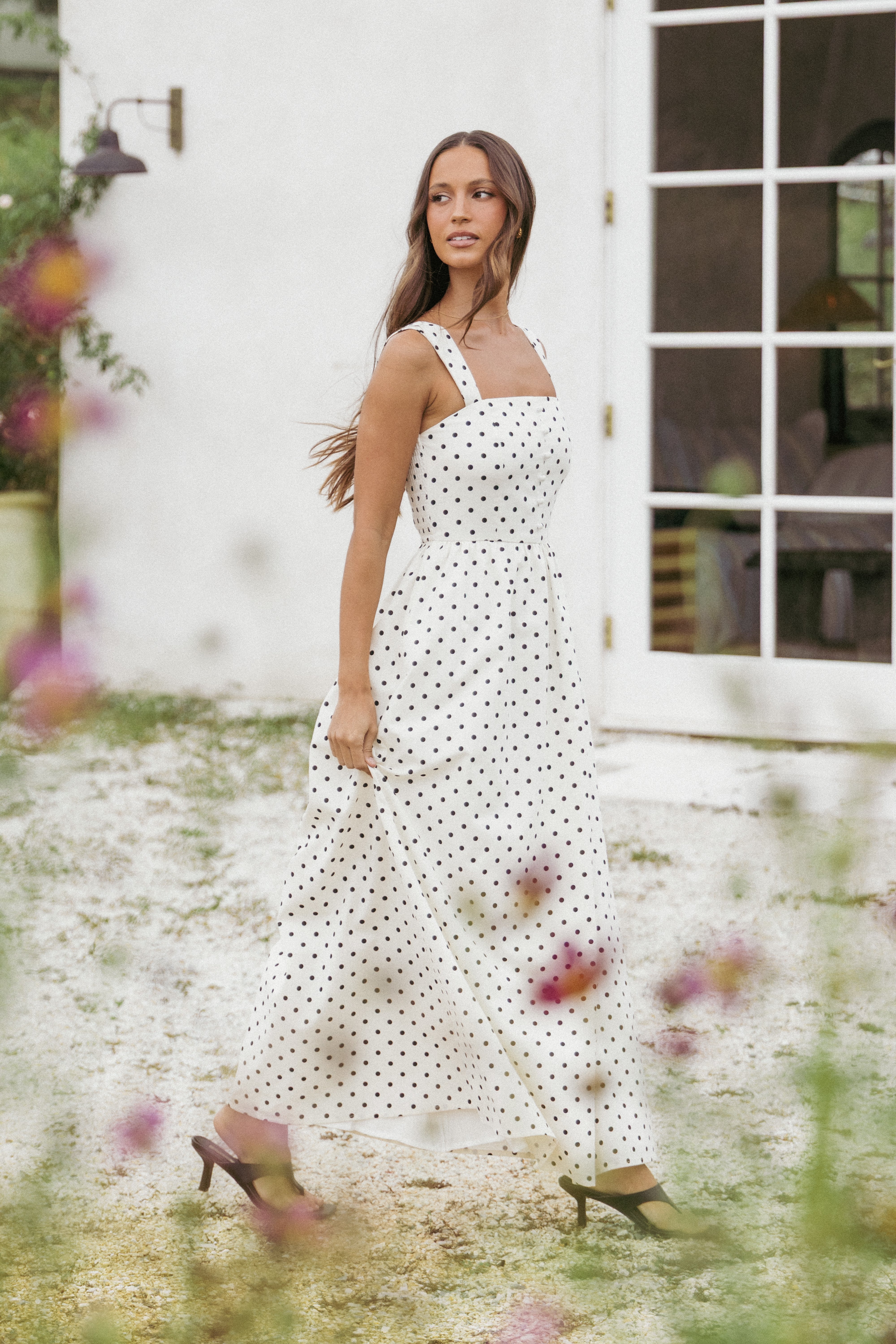 Jenni Maxi Dress - White Polka Dot