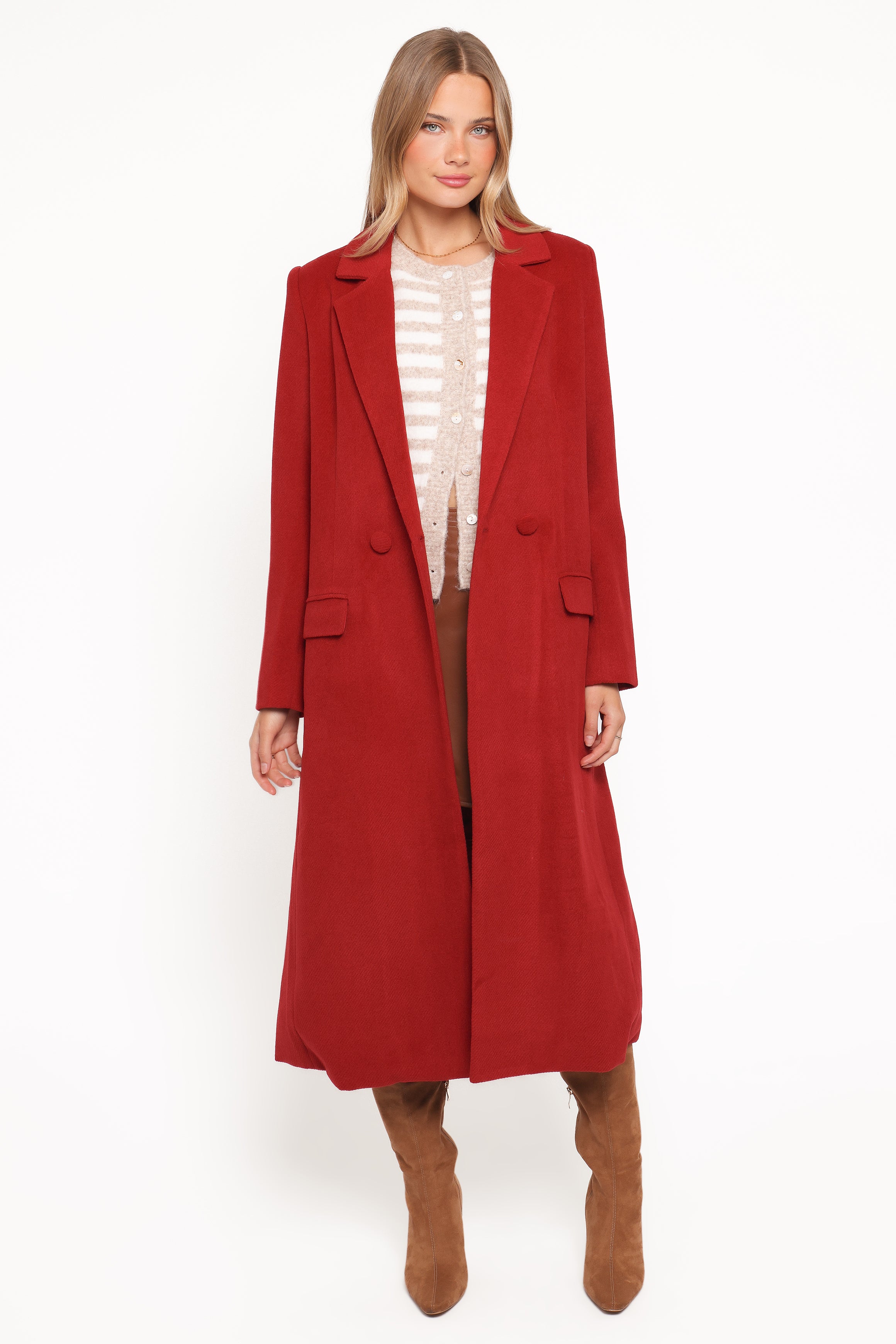 Jett Long Blazer Coat - Red