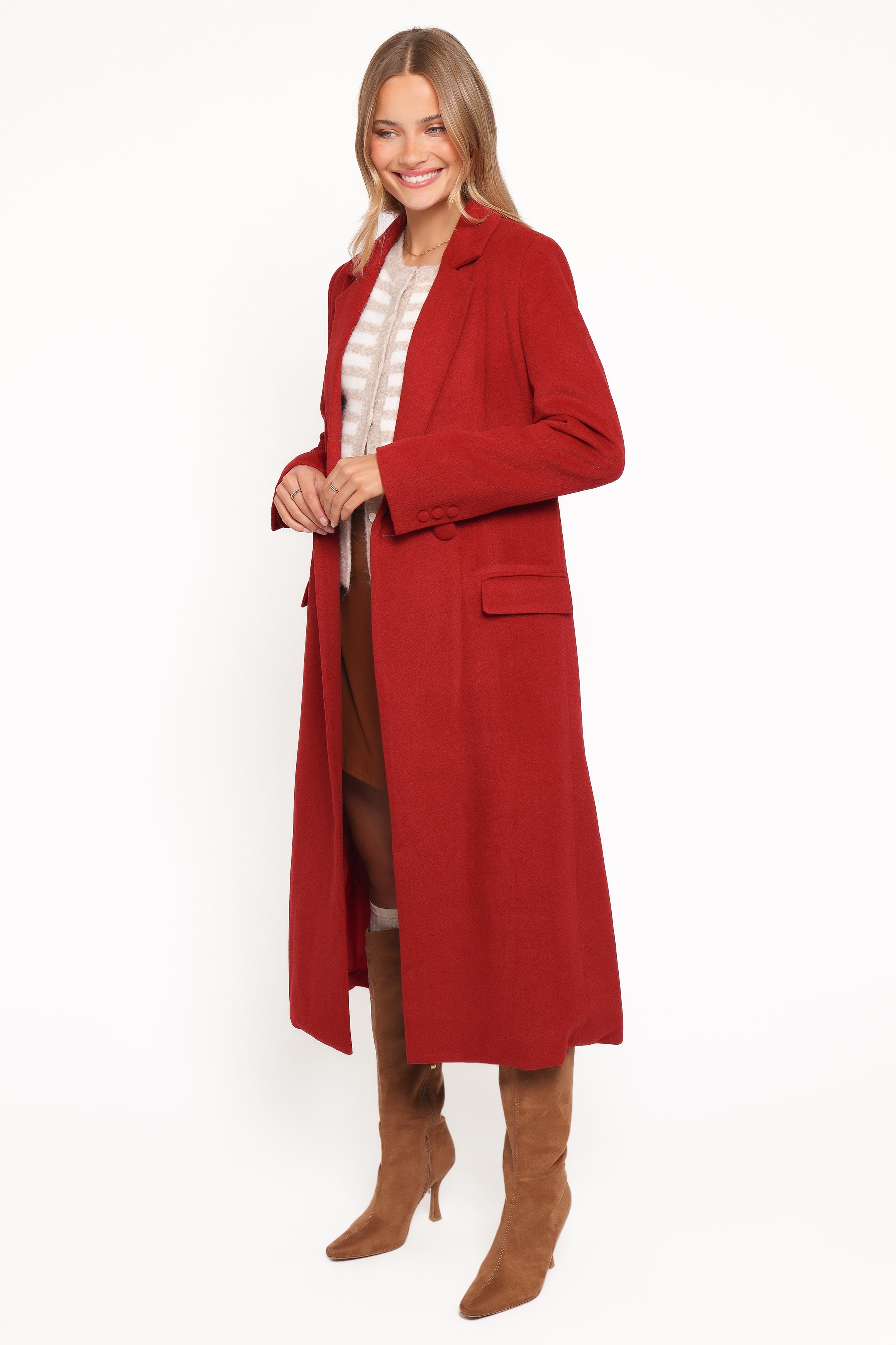 Jett Long Blazer Coat - Red